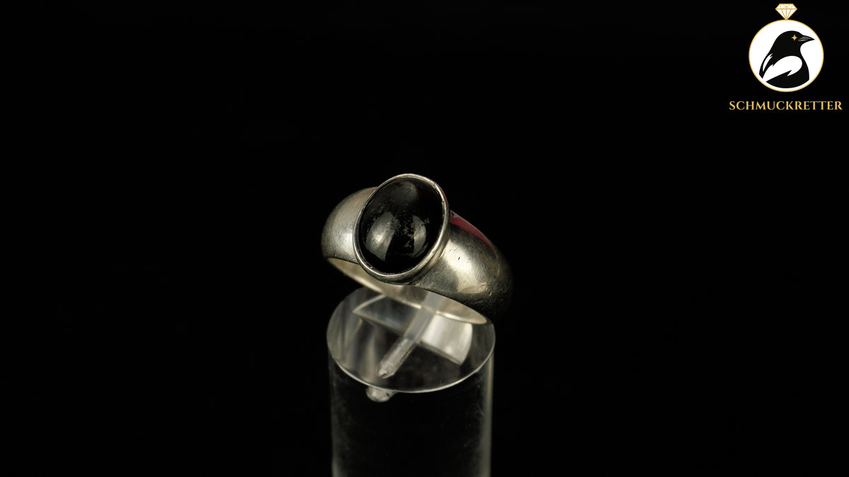 Ring aus 925 Silber mit schwarzem Sterndiopsid, Gr. 58, SALE