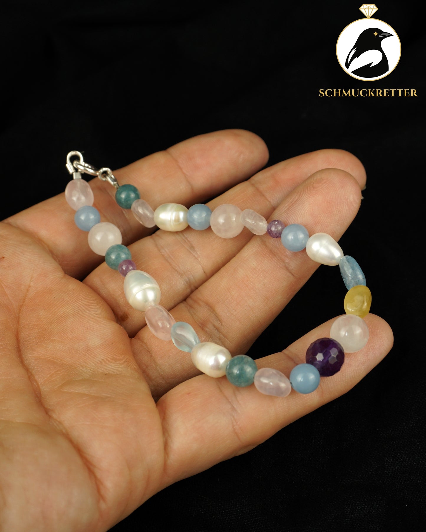 Pastellwolke: Armband, Kette und Ohrringe im Set - 925 Silber (Unikat)