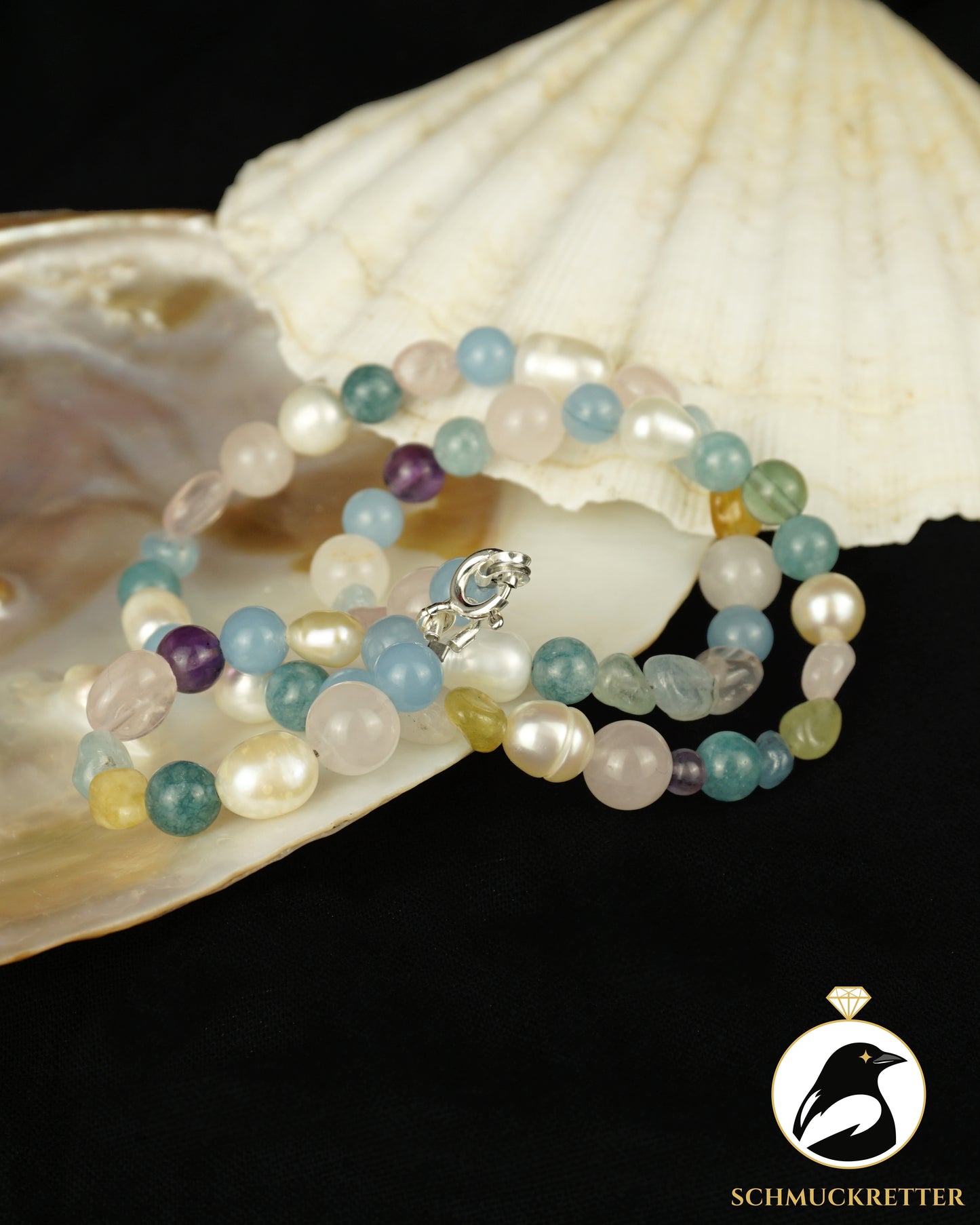 Pastellwolke: Armband, Kette und Ohrringe im Set - 925 Silber (Unikat)