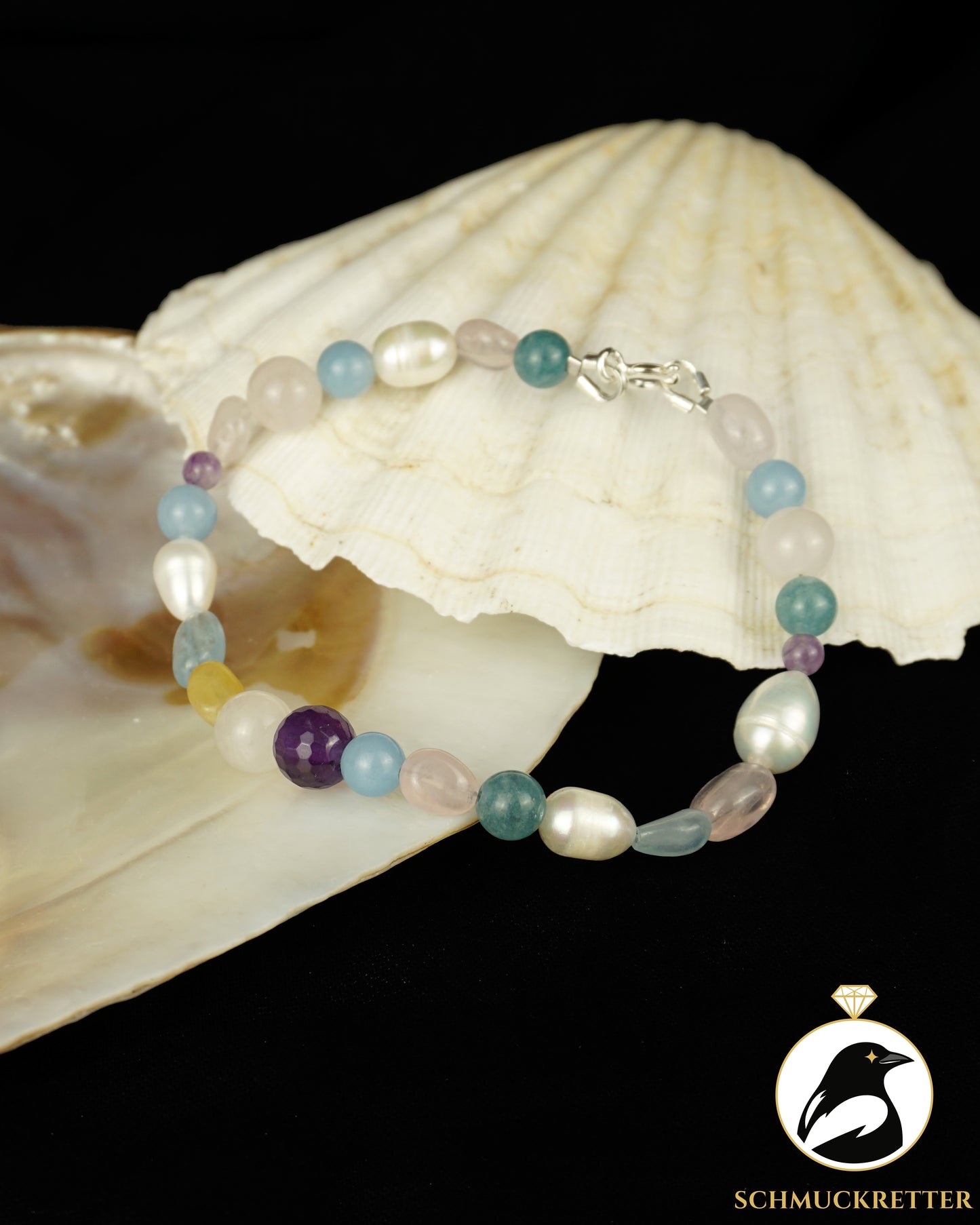 Pastellwolke: Armband, Kette und Ohrringe im Set - 925 Silber (Unikat)