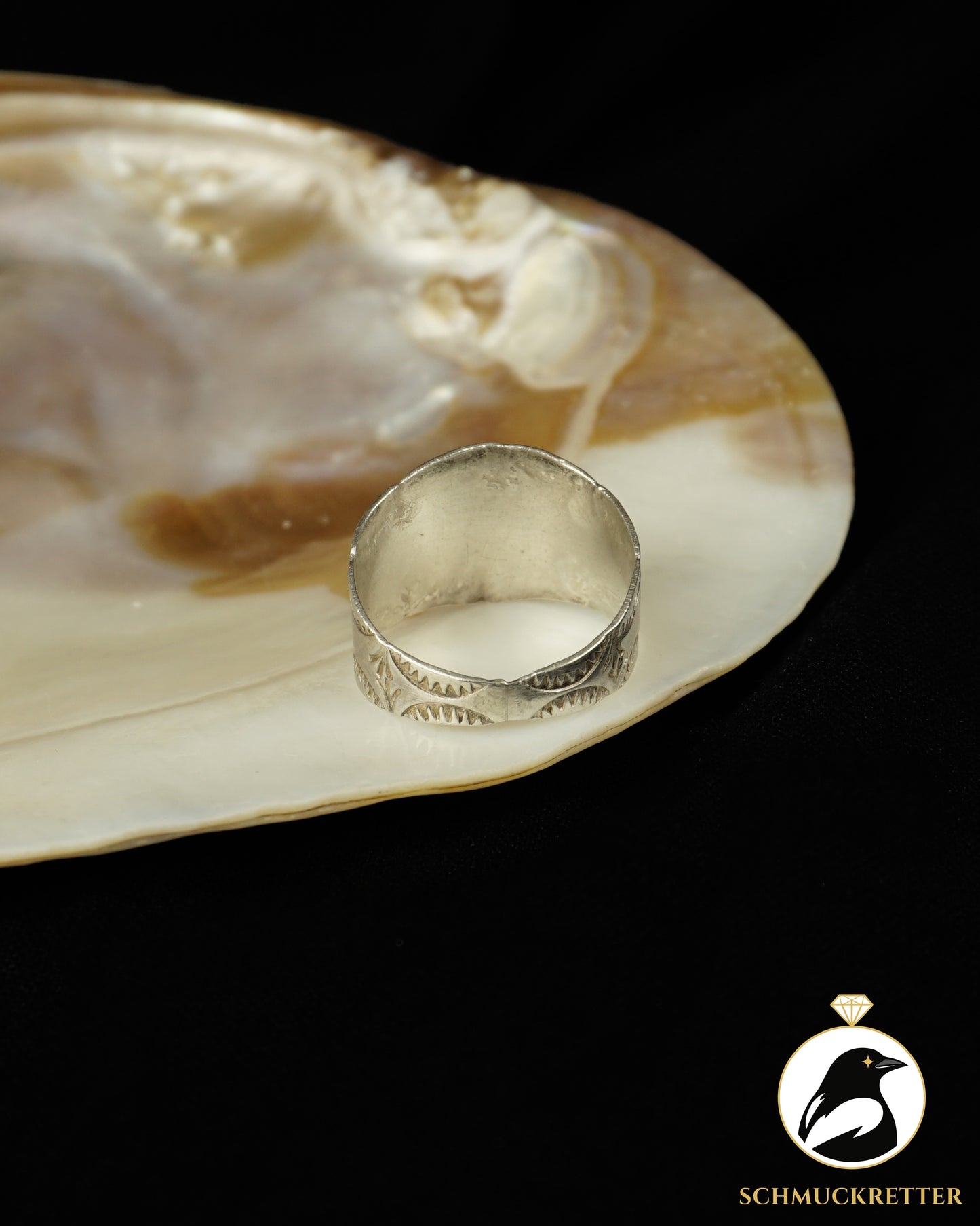 Navajo Ring aus 925 Silber mit Türkis und Koralle, handgearbeitet, 56
