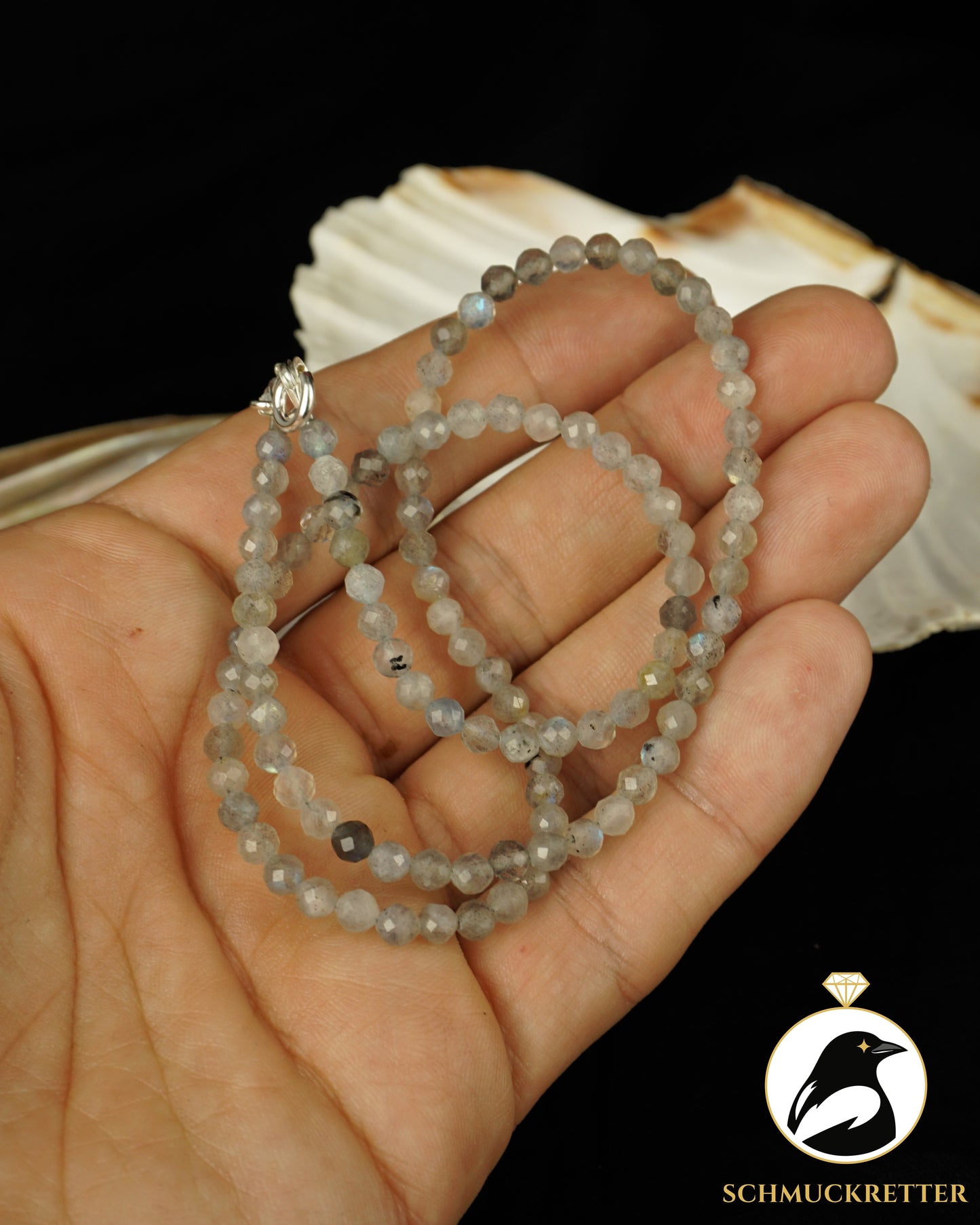 Facettierte Labradorit Kette mit 925 Silber Verschluss
