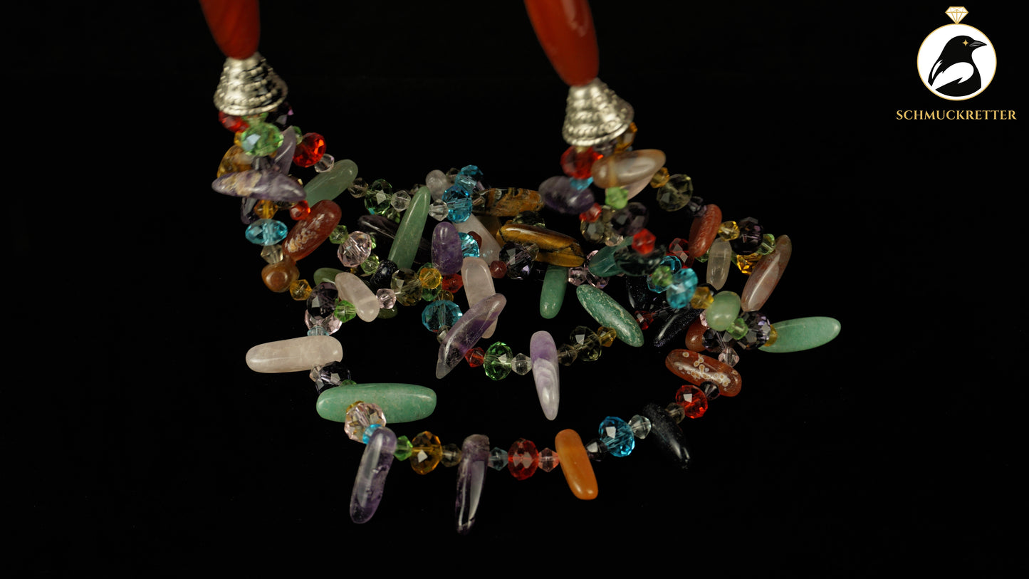 Collier 'Farbkarussell' - mit Aventurin, Rosenquarz, Amethyst, SALE