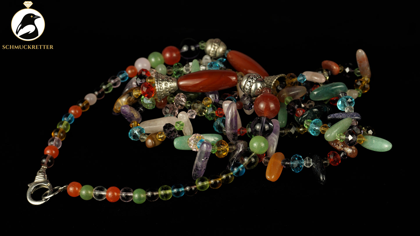 Collier 'Farbkarussell' - mit Aventurin, Rosenquarz, Amethyst, SALE