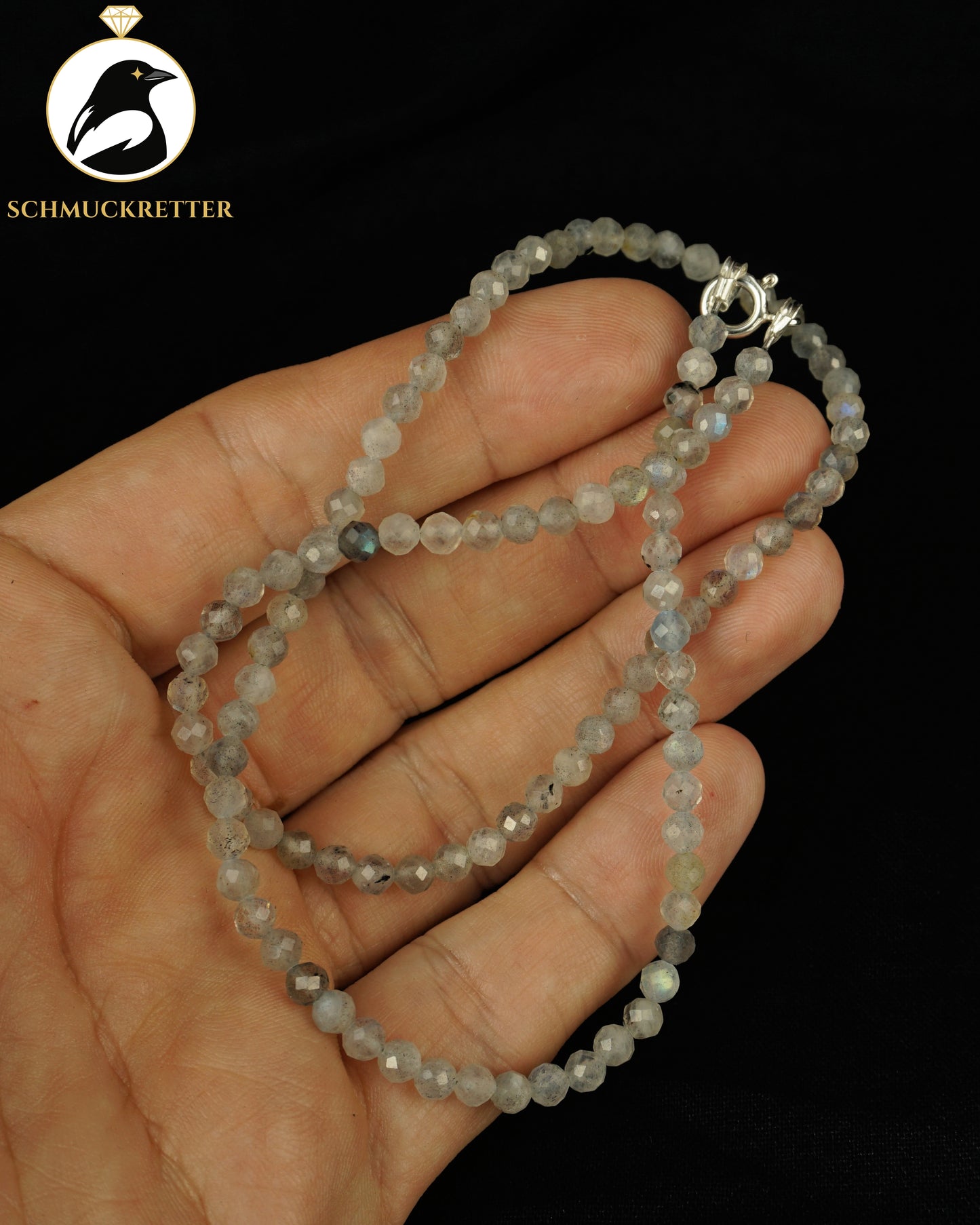Facettierte Labradorit Kette mit 925 Silber Verschluss
