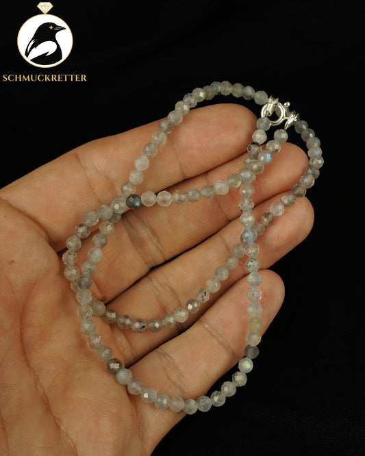 Facettierte Labradorit Kette mit 925 Silber Verschluss