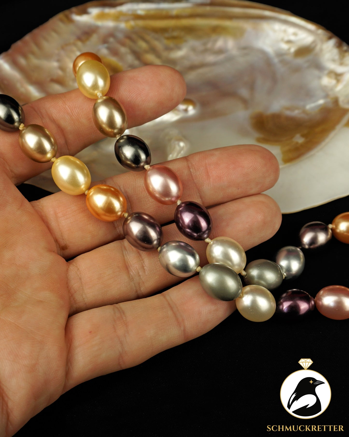 Mehrfarbige Perlenkette mit 333 Gold Verschluss