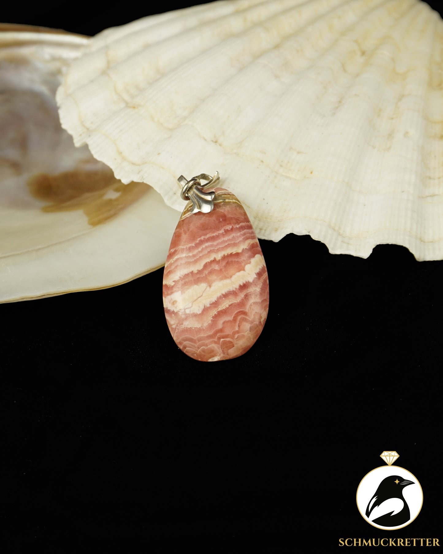 Rhodochrosit-Anhänger mit 835 Silber Öse