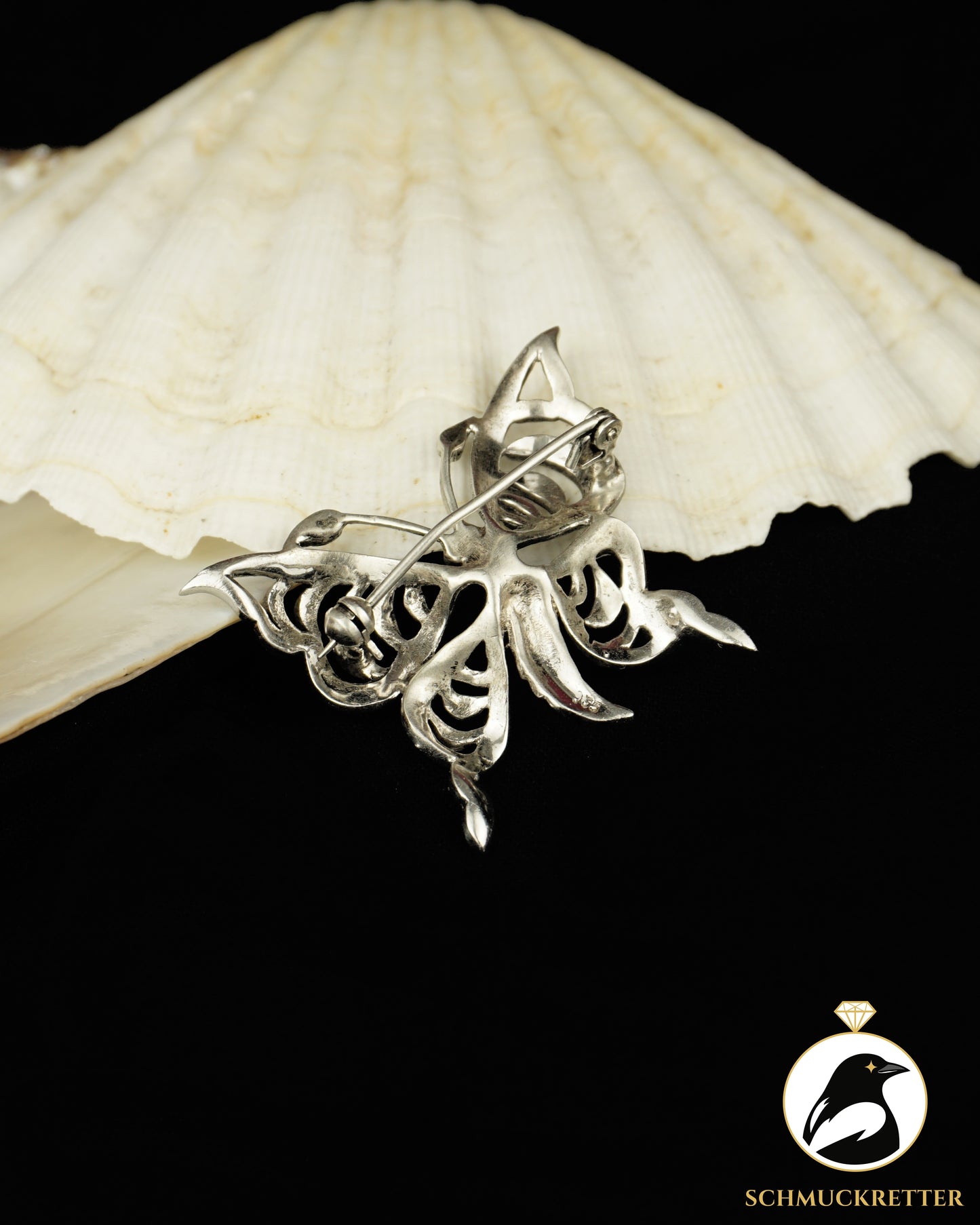 Schmetterling Brosche aus 935 Silber mit Markasiten