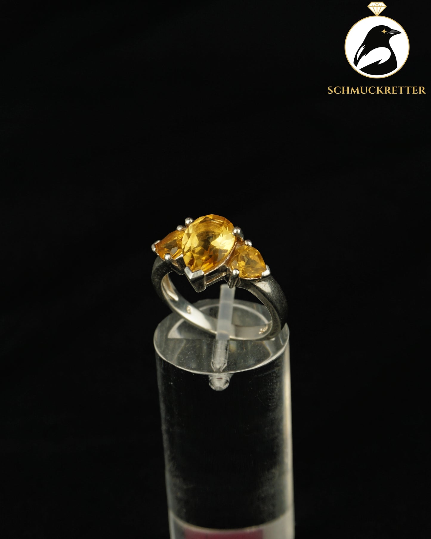 Ring mit drei Citrinen aus 925 Silber, Gr. 53