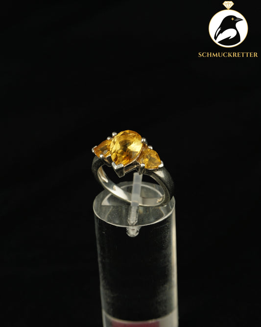 Ring mit drei Citrinen aus 925 Silber, Gr. 53
