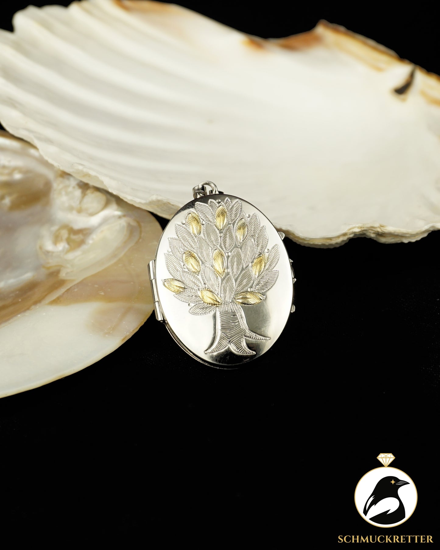 Medaillon-Anhänger aus 925 Silber mit Lebensbaum-Motiv