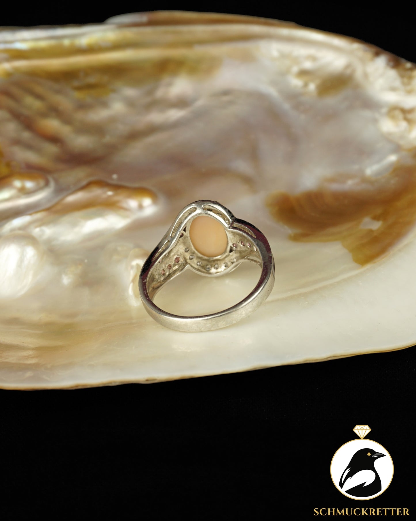 Ring mit Andenopal und rosa Turmalin aus 925 Silber, Gr. 62