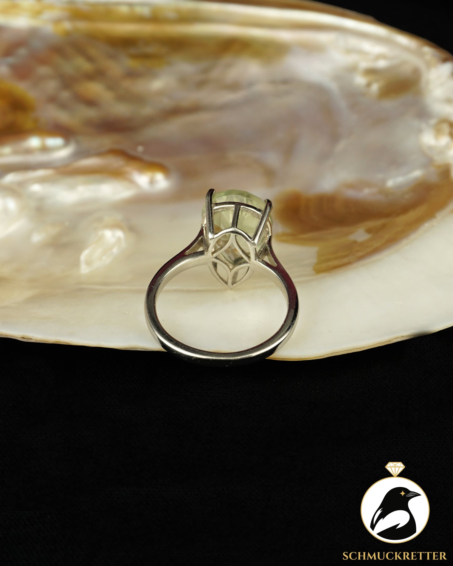 Ring mit hellgrünem Prasiolith aus 925 Silber, Gr. 63