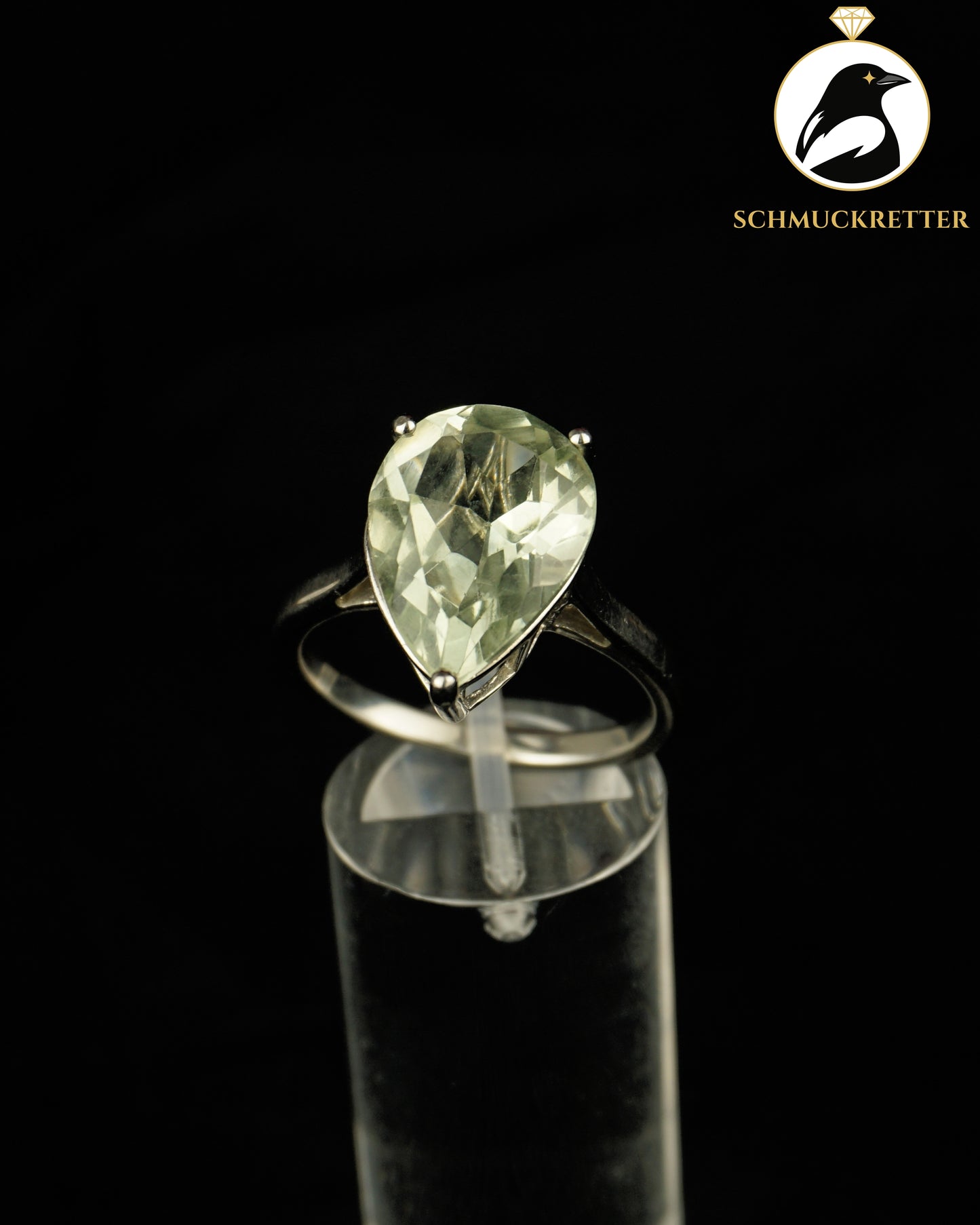 Ring mit hellgrünem Prasiolith aus 925 Silber, Gr. 63