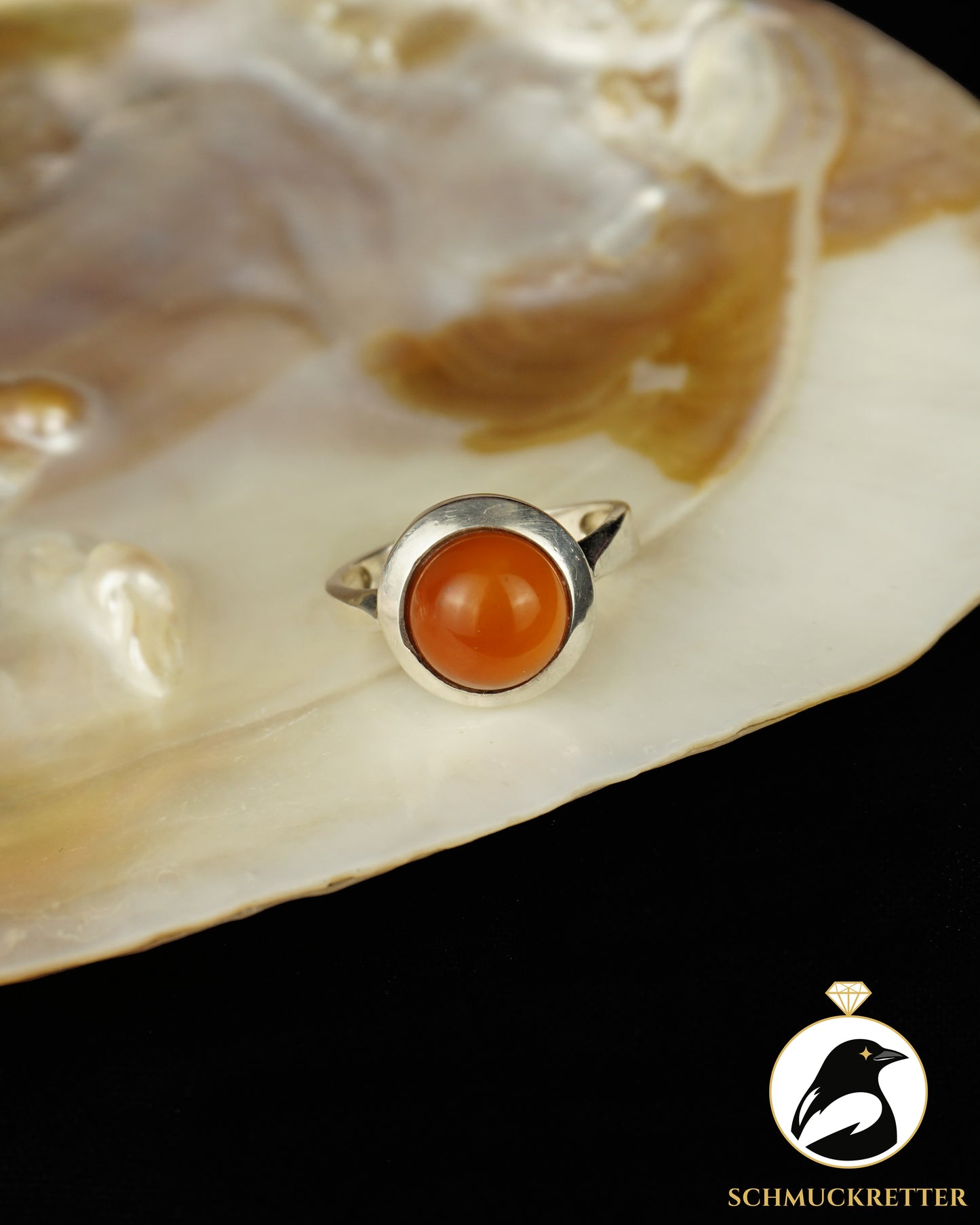 Ring mit Karneol aus 925 Silber, verstellbar