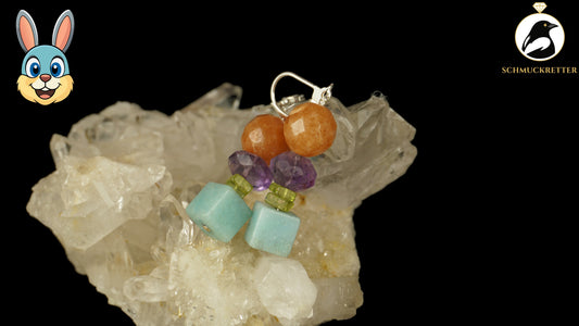 Ohrringe 'Barfuß im Juli' aus 925 Silber - mit Amazonit, Amethyst, Peridot