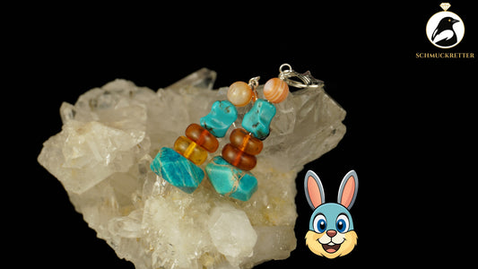 Ohrringe 'Ostseeabend' aus 925 Silber - mit Achat, Bernstein und Türkis-Howlith