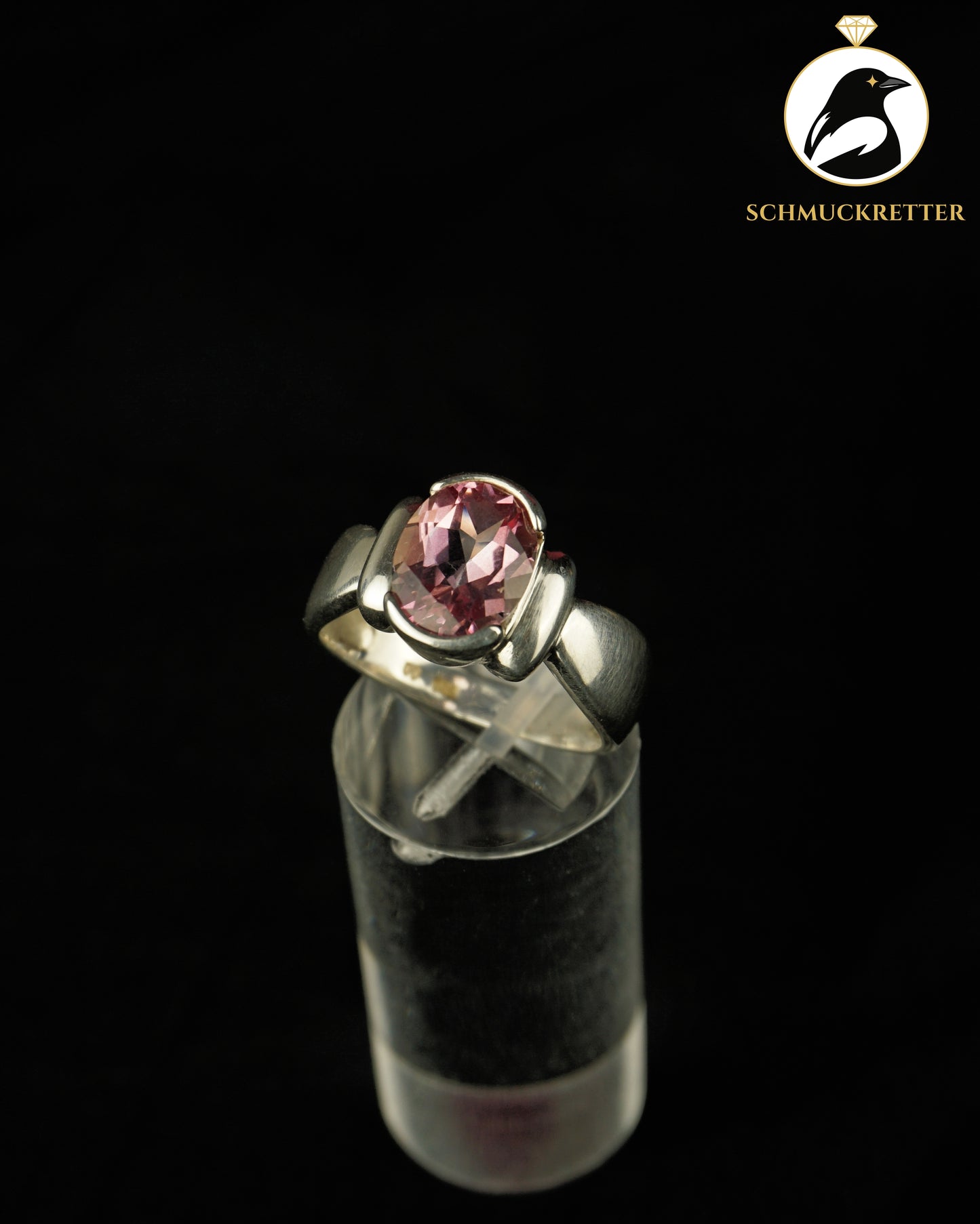 925 Silber Ring mit rosafarbenem Topas, Gr. 57