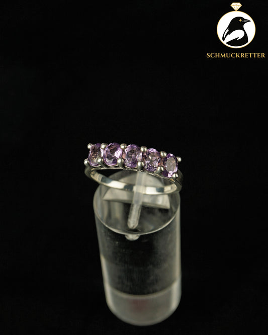 925 Silber Halbmemory Ring mit Amethyst, Gr. 57 & 60