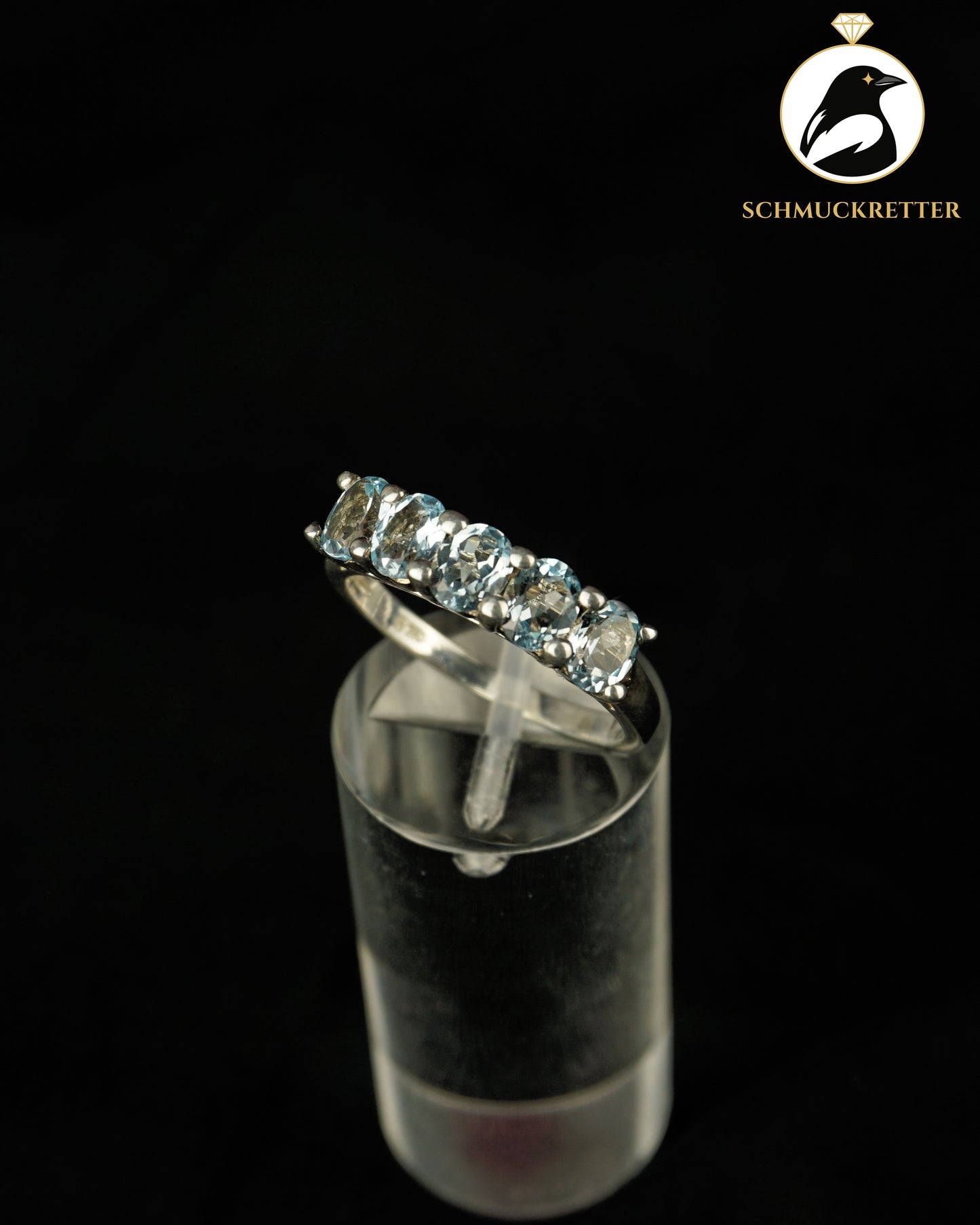 925 Silber Halbmemory Ring mit Blautopas, Gr. 56 & 60