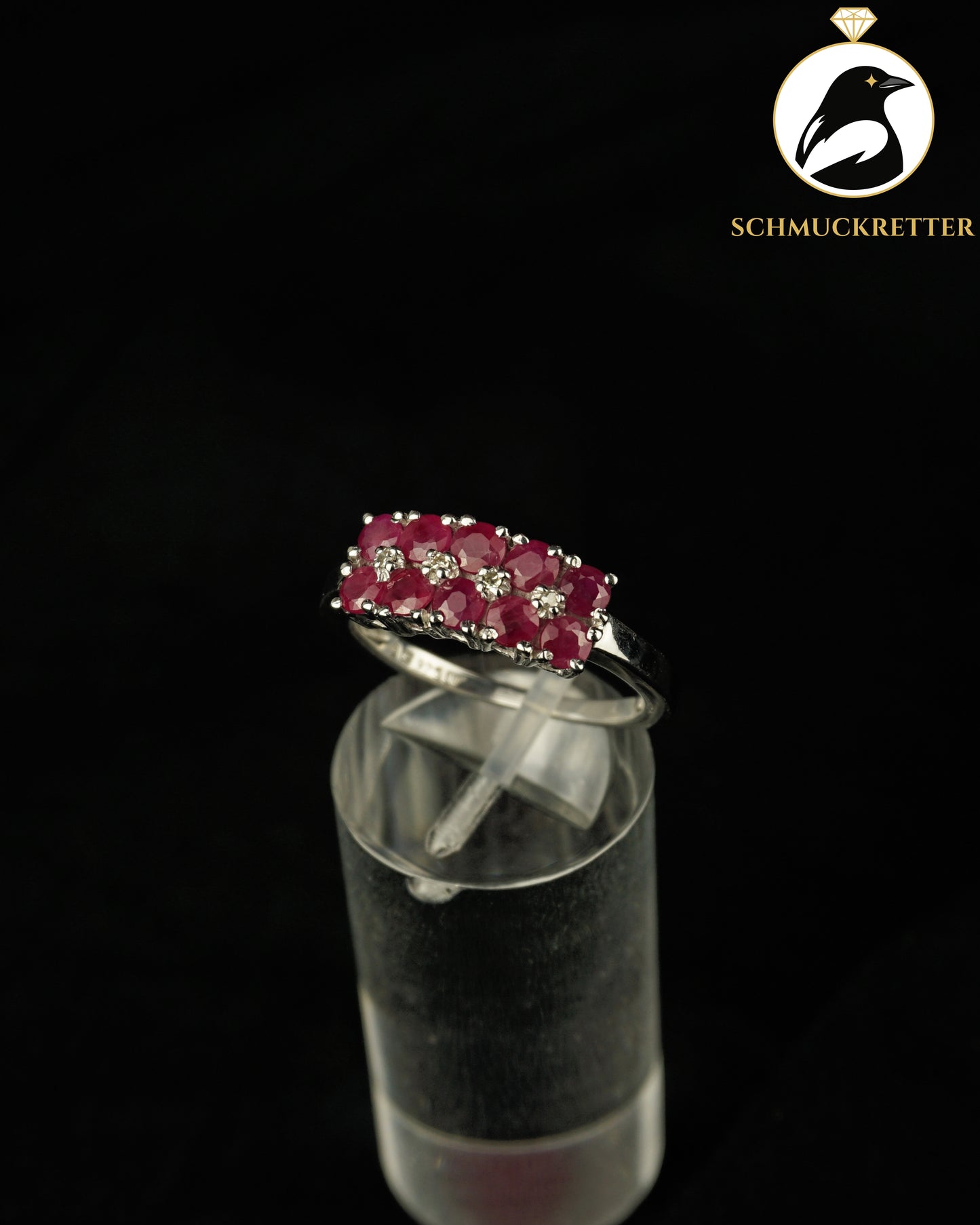 925 Silber Ring mit Rubin & Diamant von Harry Ivens, Gr. 57