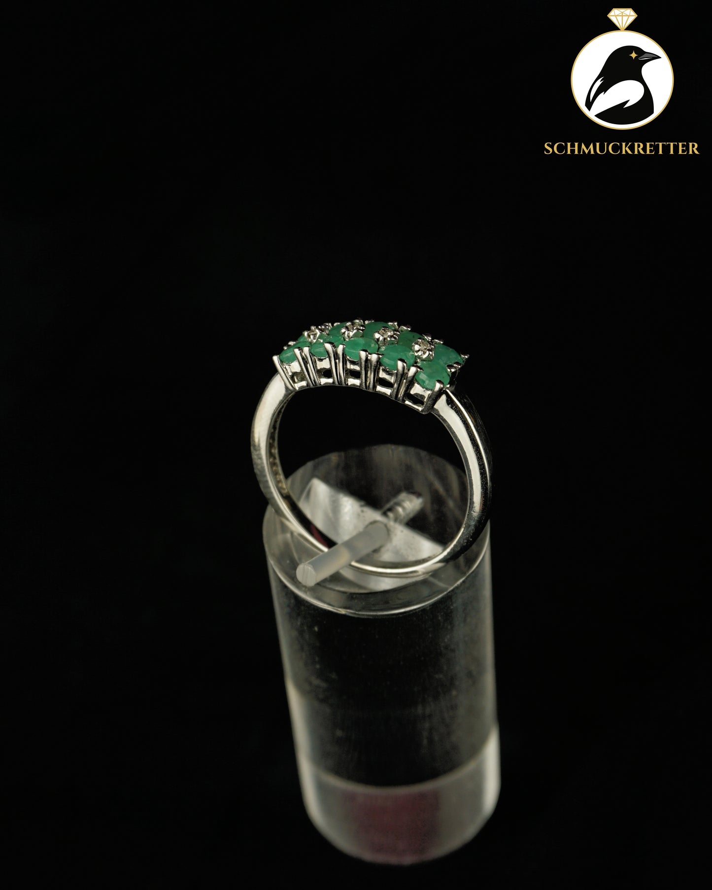 925 Silber Ring mit Smaragd & Diamant von Harry Ivens, Gr. 57
