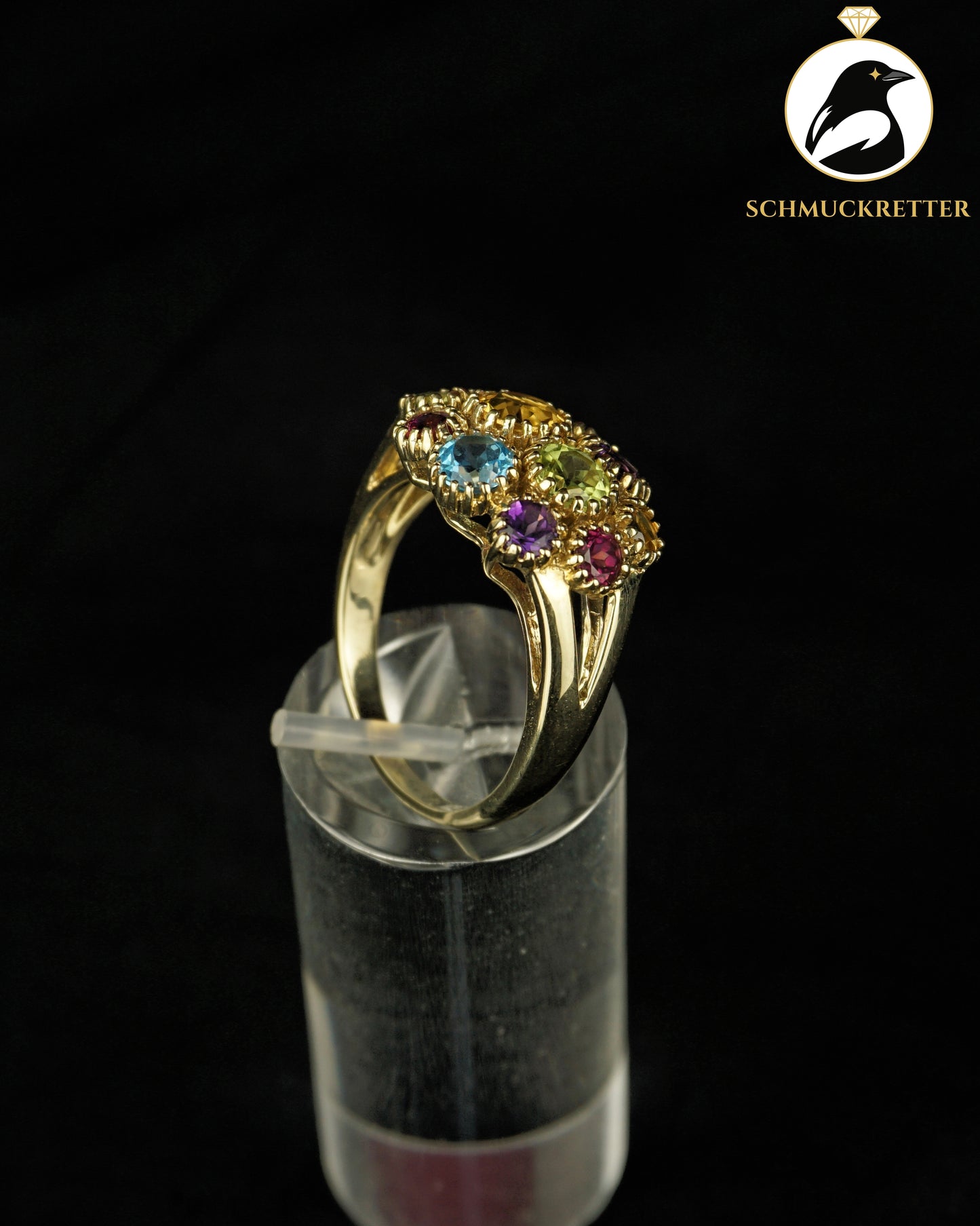 Blumenstrauß - 375 Gold Ring mit Multi-Edelsteinen, Gr. 57