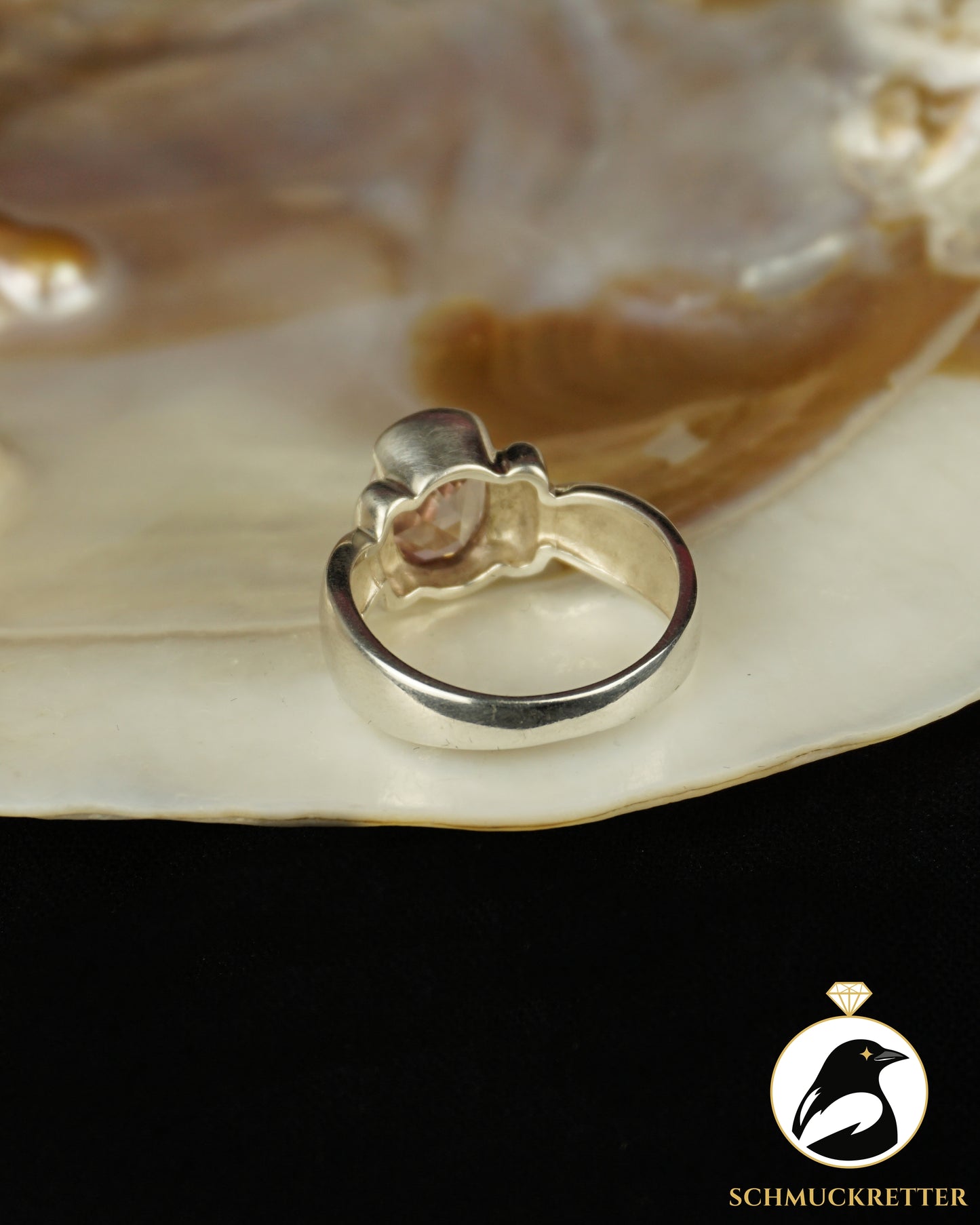 925 Silber Ring mit rosafarbenem Topas, Gr. 57
