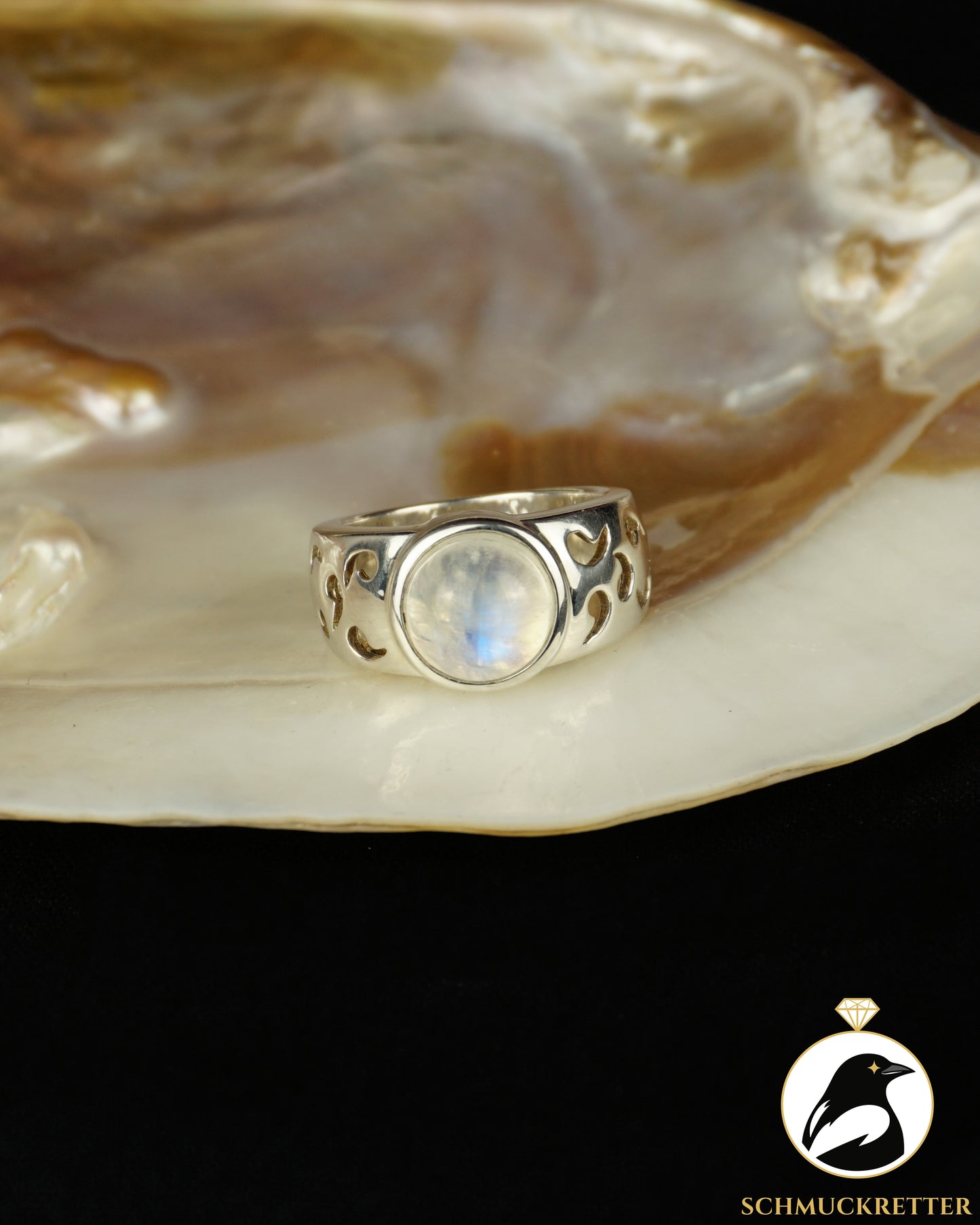 925 Silber Ring mit Mondstein von La Luna, Gr. 57