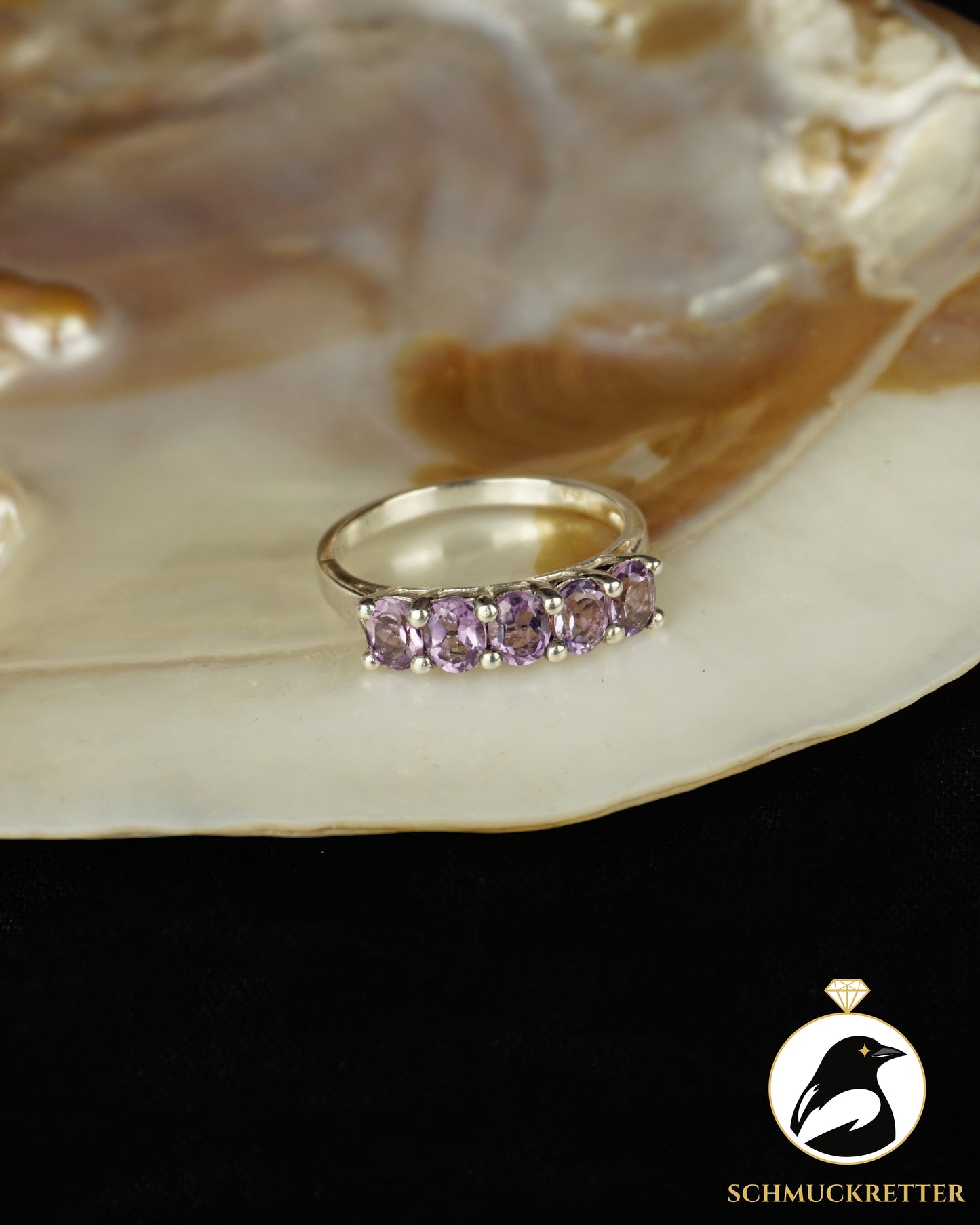 925 Silber Halbmemory Ring mit Amethyst, Gr. 57 & 60