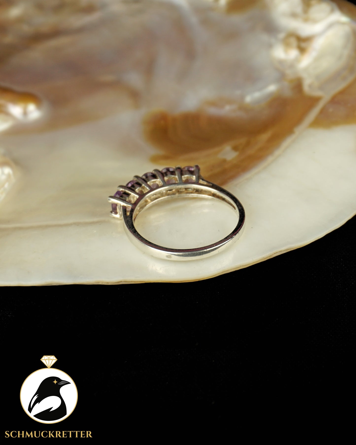 925 Silber Halbmemory Ring mit Amethyst, Gr. 57 & 60
