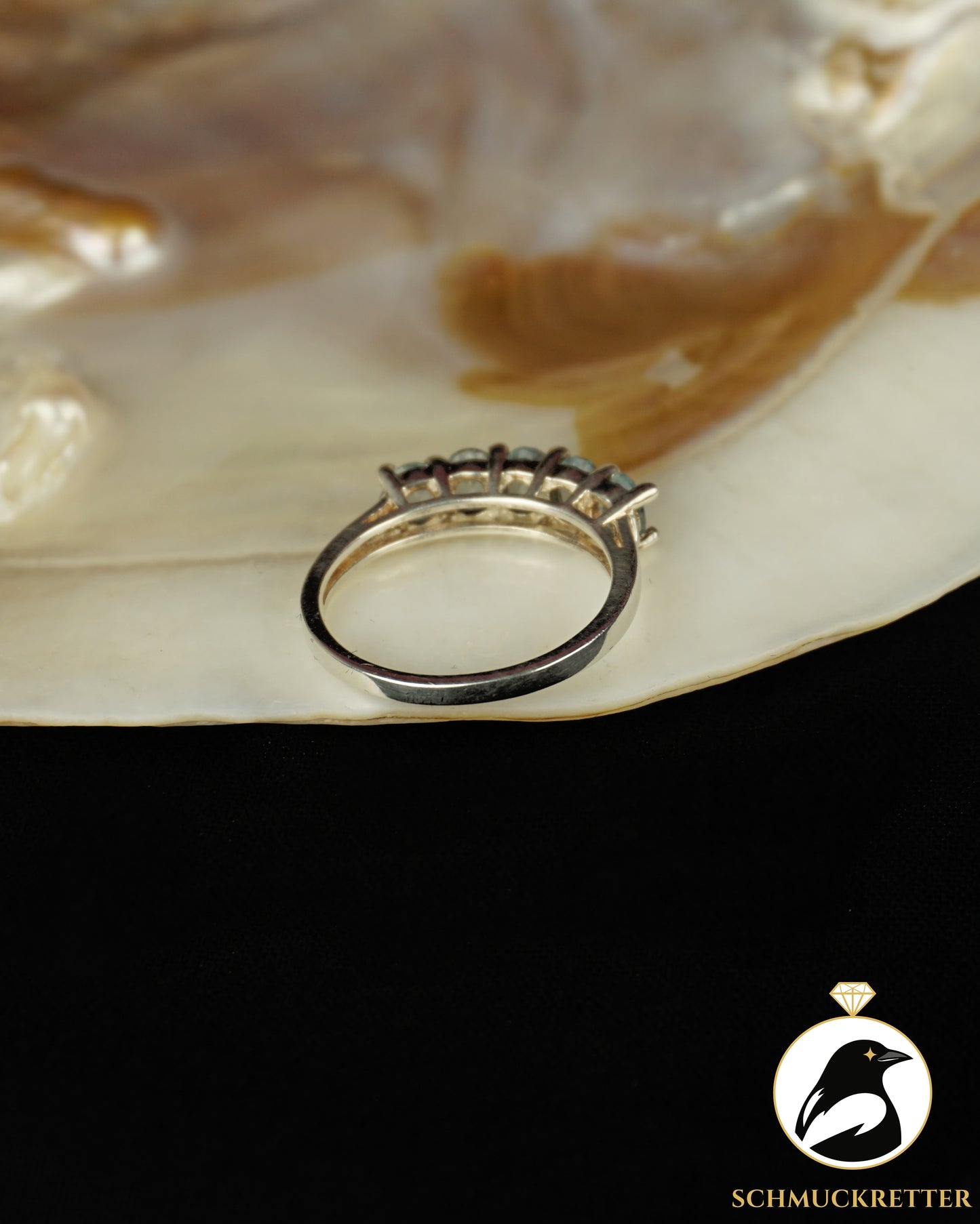 925 Silber Halbmemory Ring mit Blautopas, Gr. 56 & 60