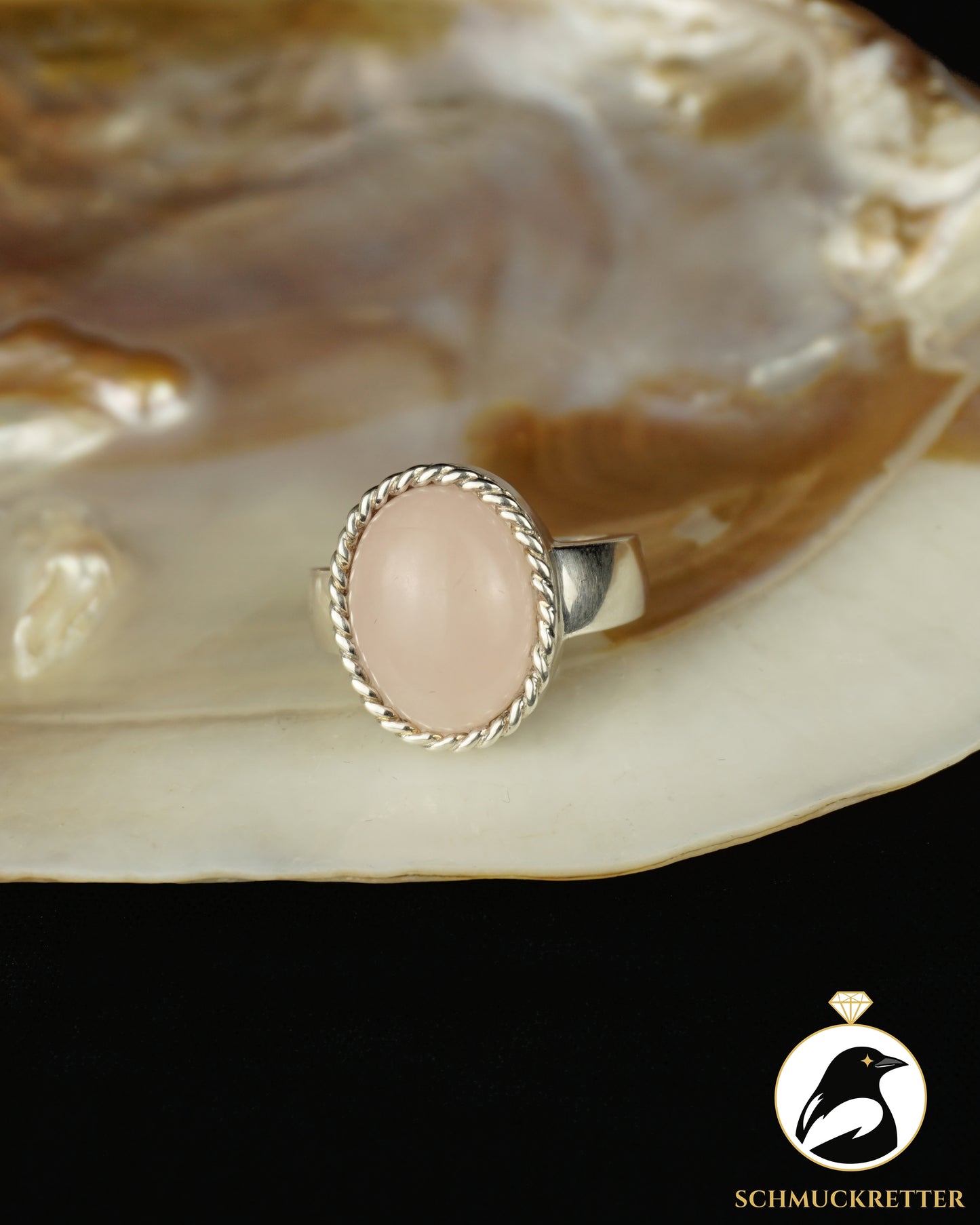925 Silber Ring mit Rosenquarz von La Luna, Gr. 57