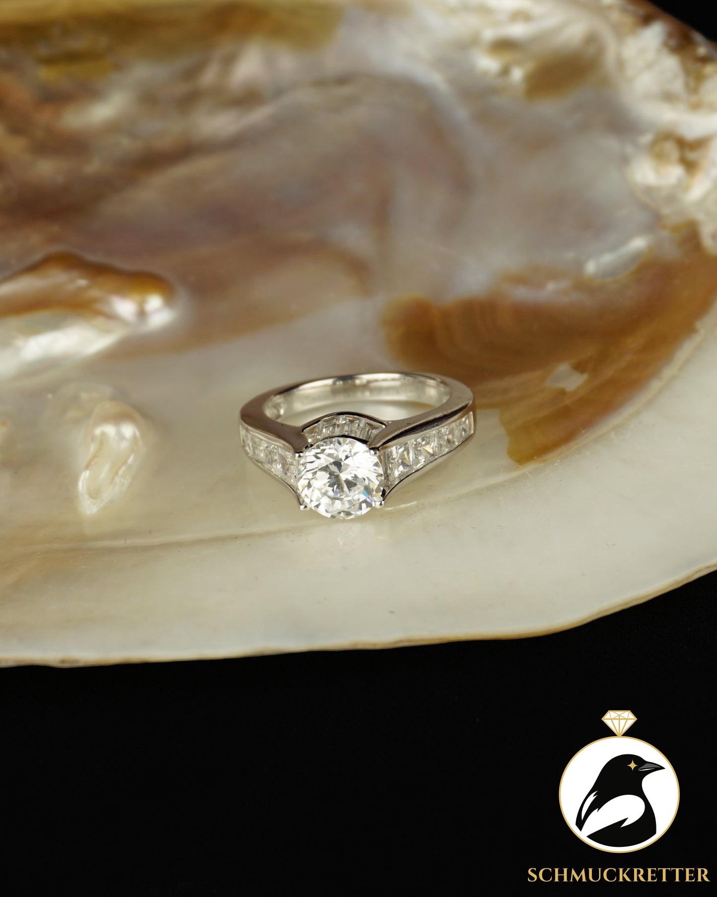 925 Silber Zirkonia-Ring mit hohem Aufbau von Diamonique, Gr. 57