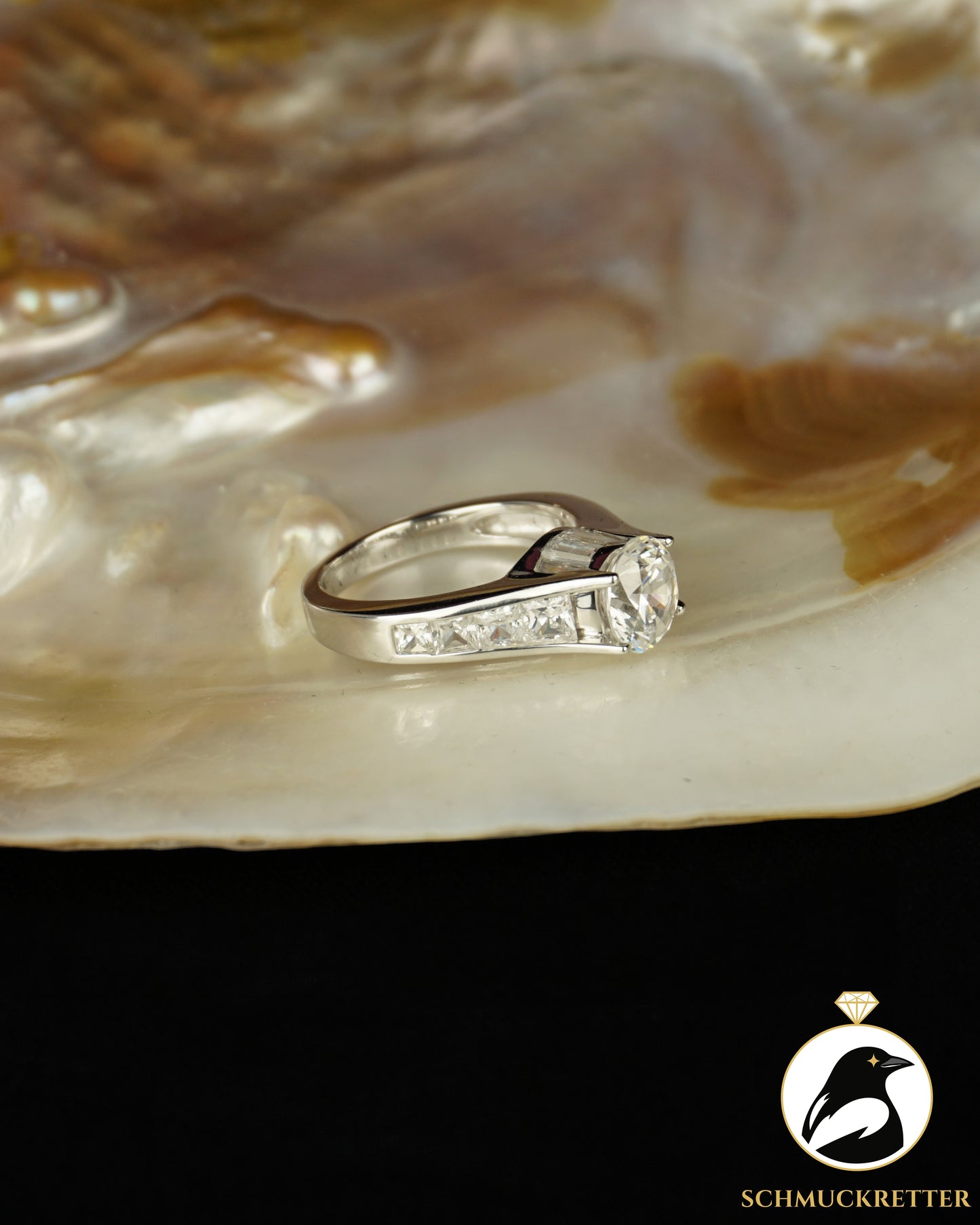 925 Silber Zirkonia-Ring mit hohem Aufbau von Diamonique, Gr. 57