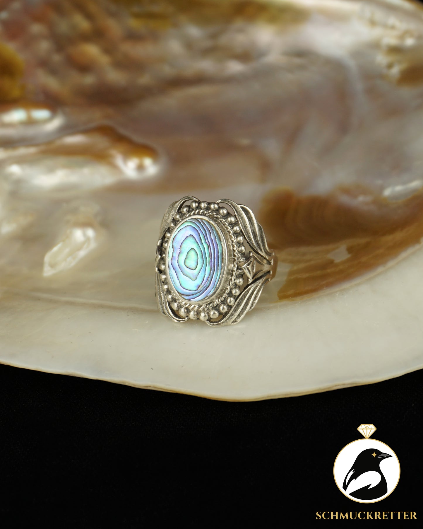 925 Silber Ring mit Abalone Perlmutt, Gr. 57