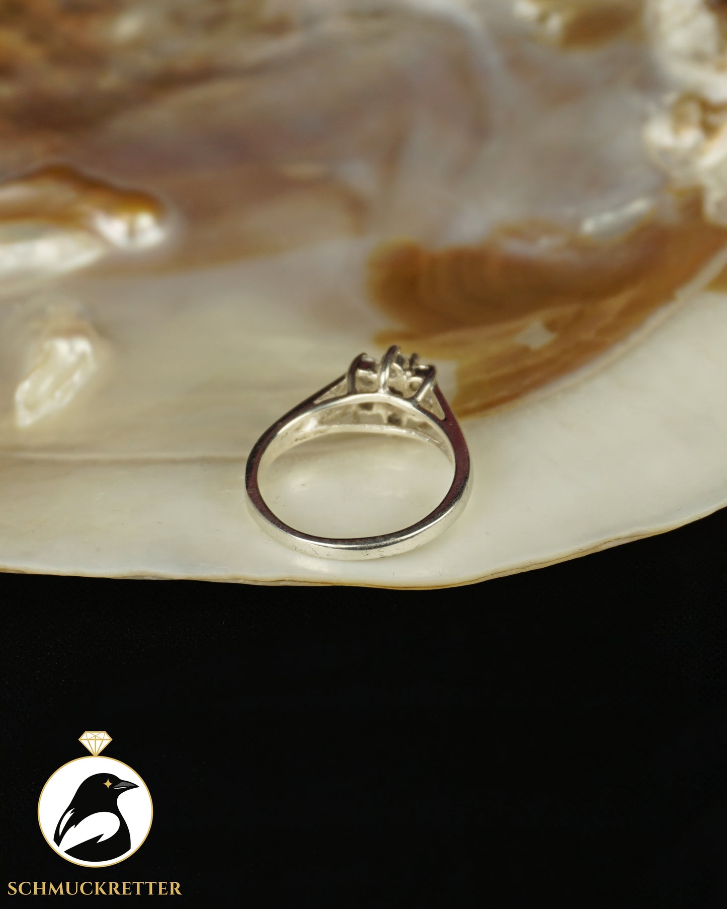 925 Silber Blütenring mit lila & weißen Zirkonia, Gr. 54