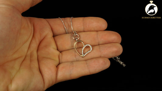 Collier aus 925 Silber mit Edelstahl-Anhänger in Herzform, rosévergoldet, SALE