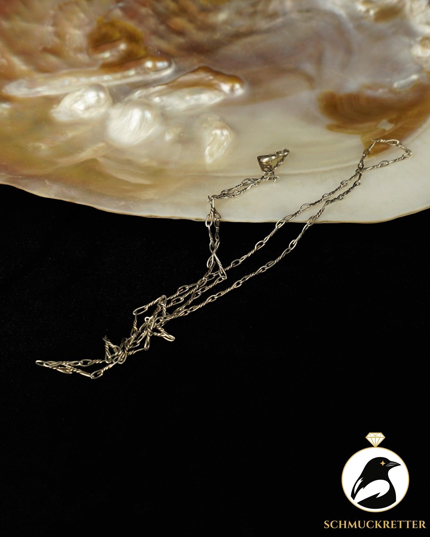 Antike 835 Silberkette mit gedrehtem Spiralglieder-Muster