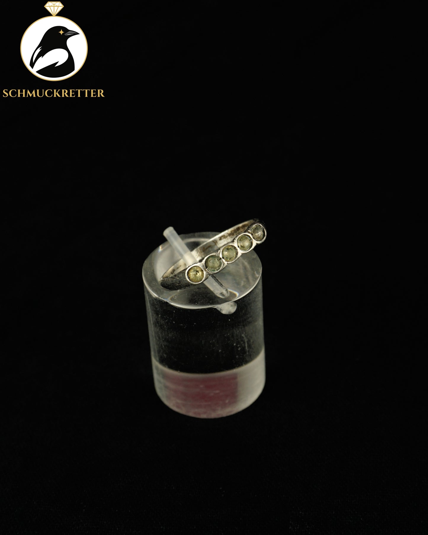 Historischer Jugendstil-Ring | 835 Silber & weiße Glassteine, Gr. 54