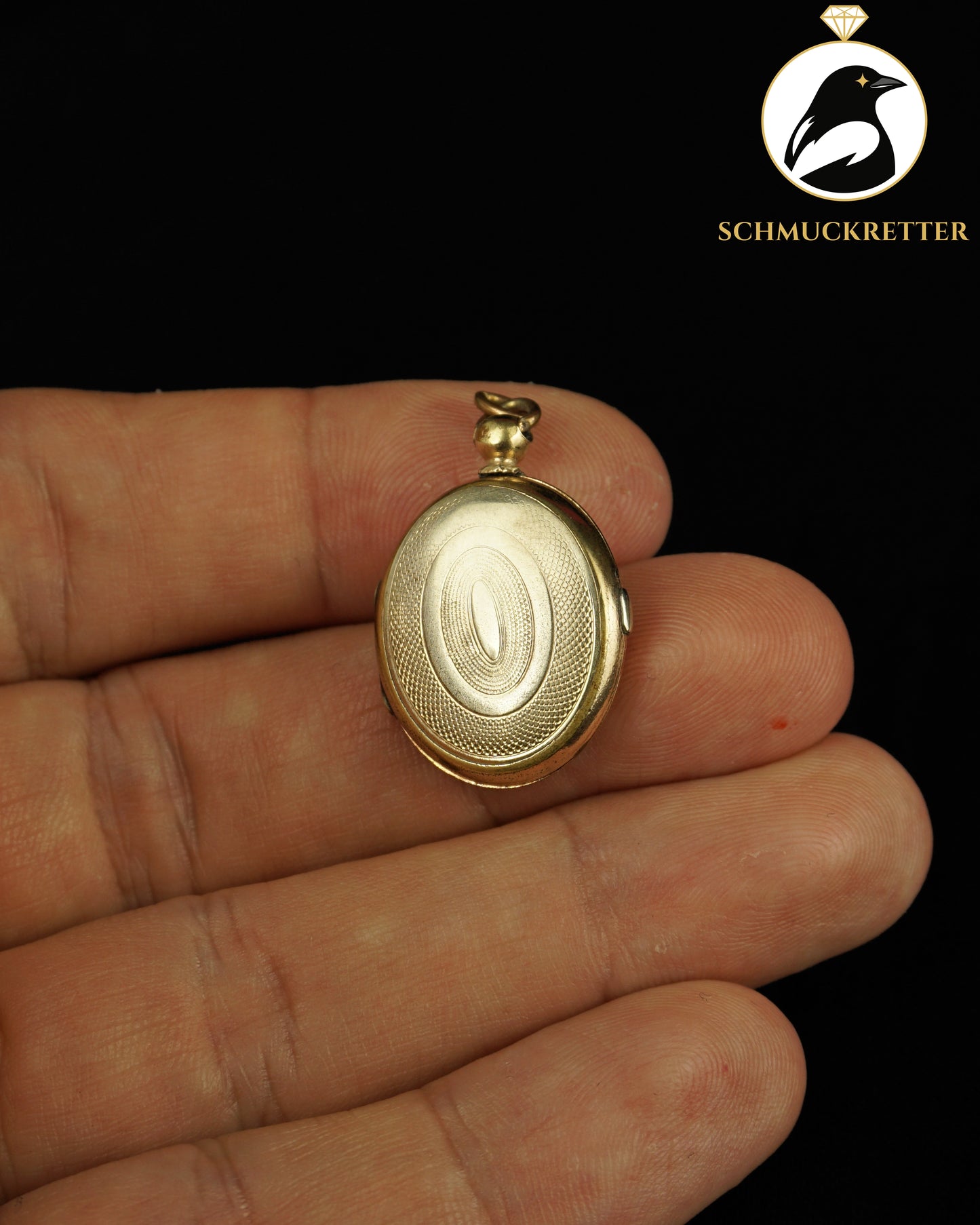 Antikes Medaillon mit Guilloché-Muster | Vergoldet / Gold Double | um 1900