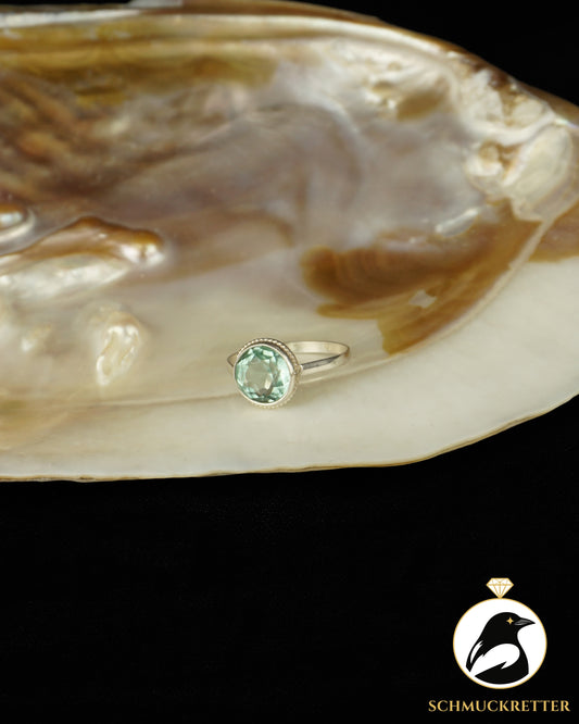 800 Silberring mit hellblauem Glas | ca. 1940–1950, Gr. 52