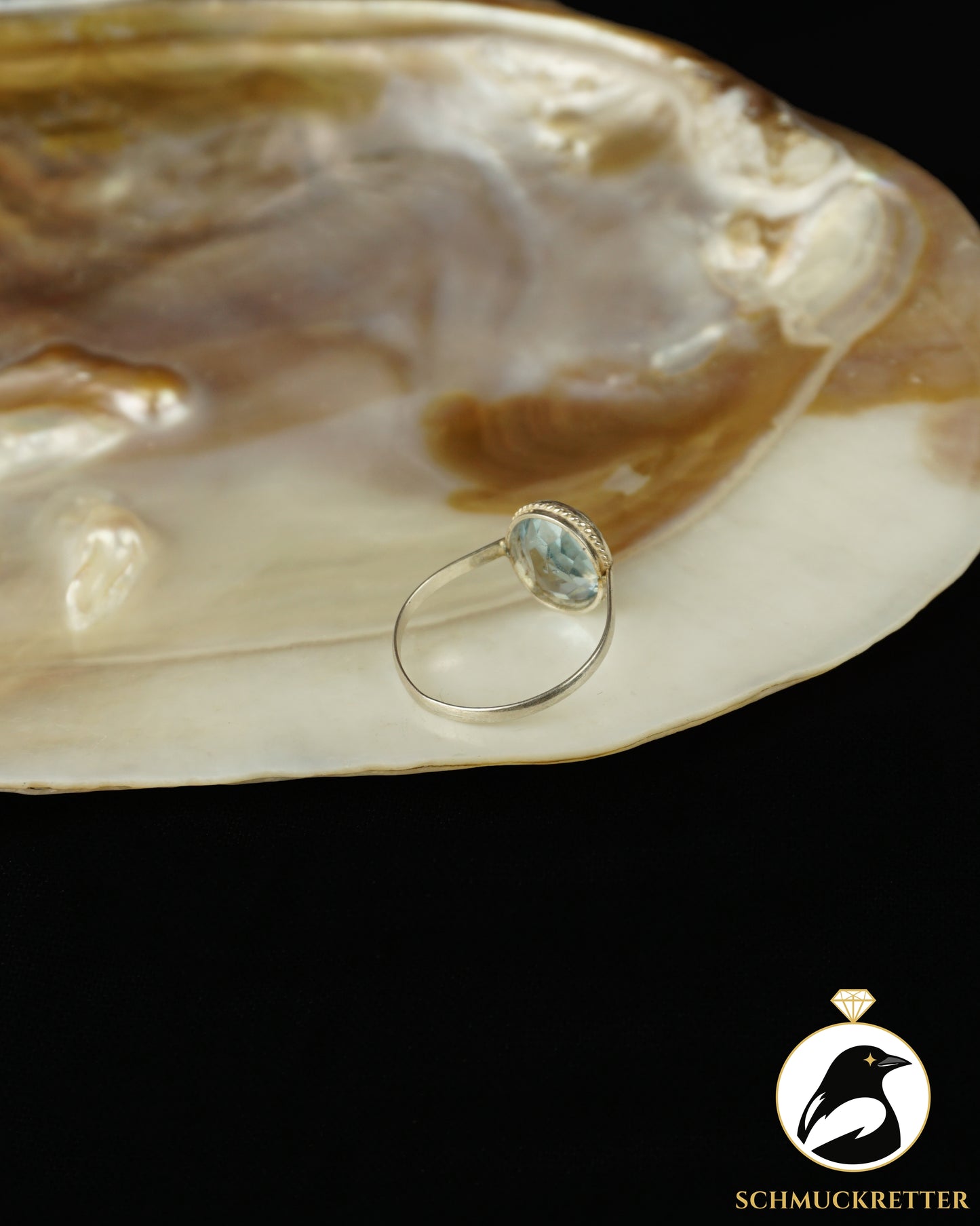800 Silberring mit blauem Glas | (oval) ca. 1940–1950, Gr. 44, 49 & 52