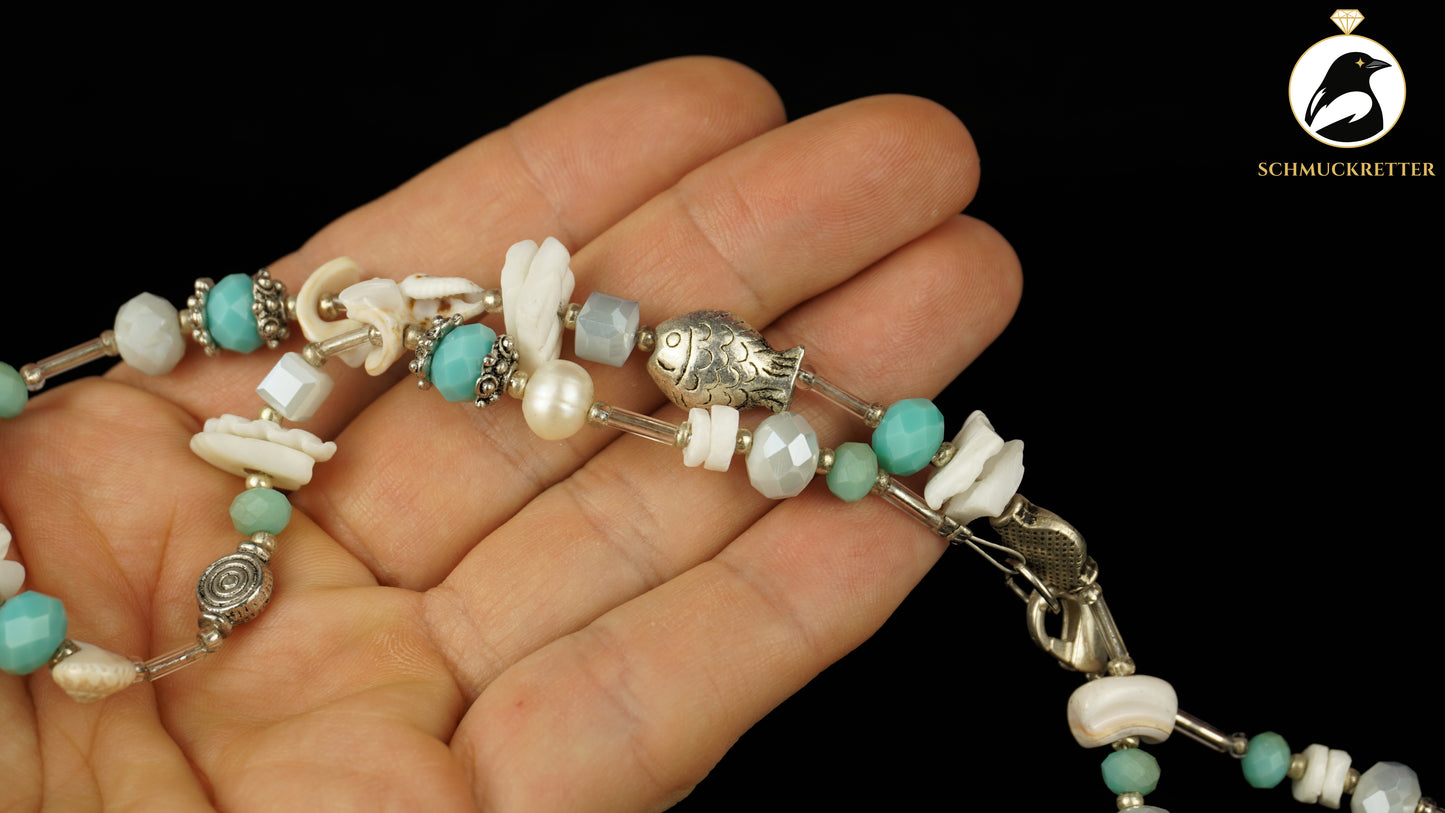 Kette 'Mermaid Trinkets' - mit Muscheln, Perlen & Glassteinen