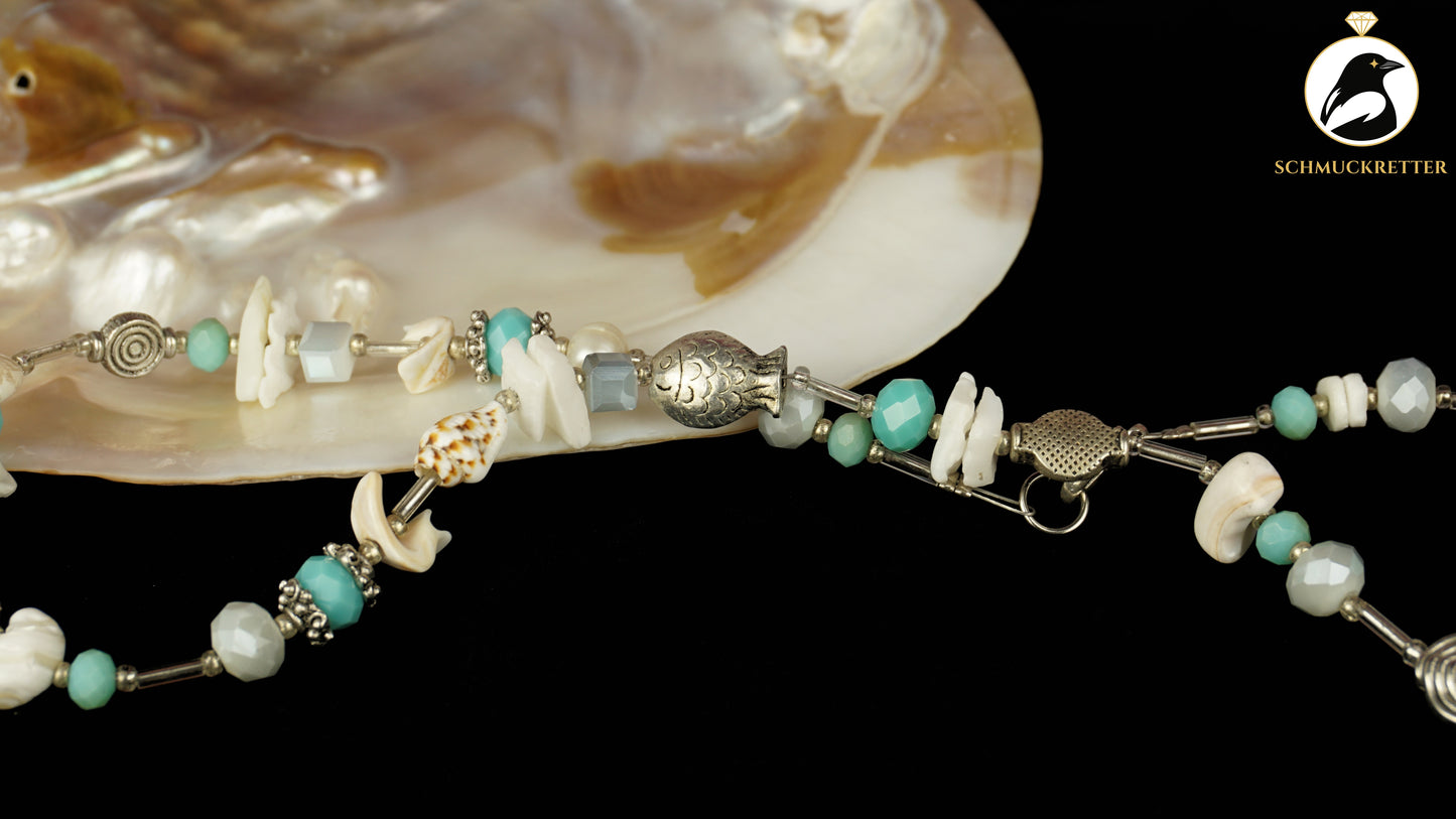 Kette 'Mermaid Trinkets' - mit Muscheln, Perlen & Glassteinen