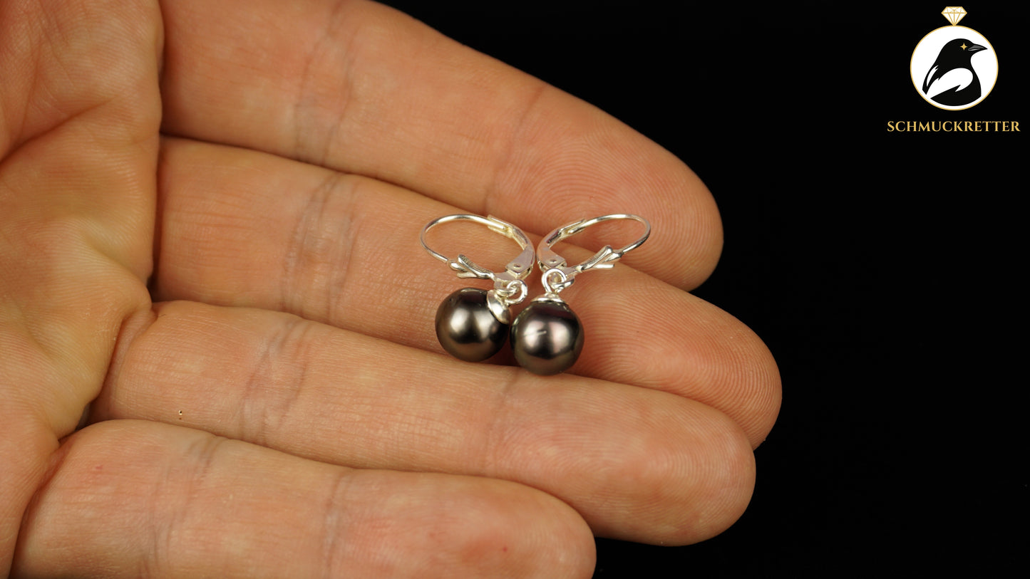 Ohrringe mit echten Tahitiperlen & 925 Silber Brisur