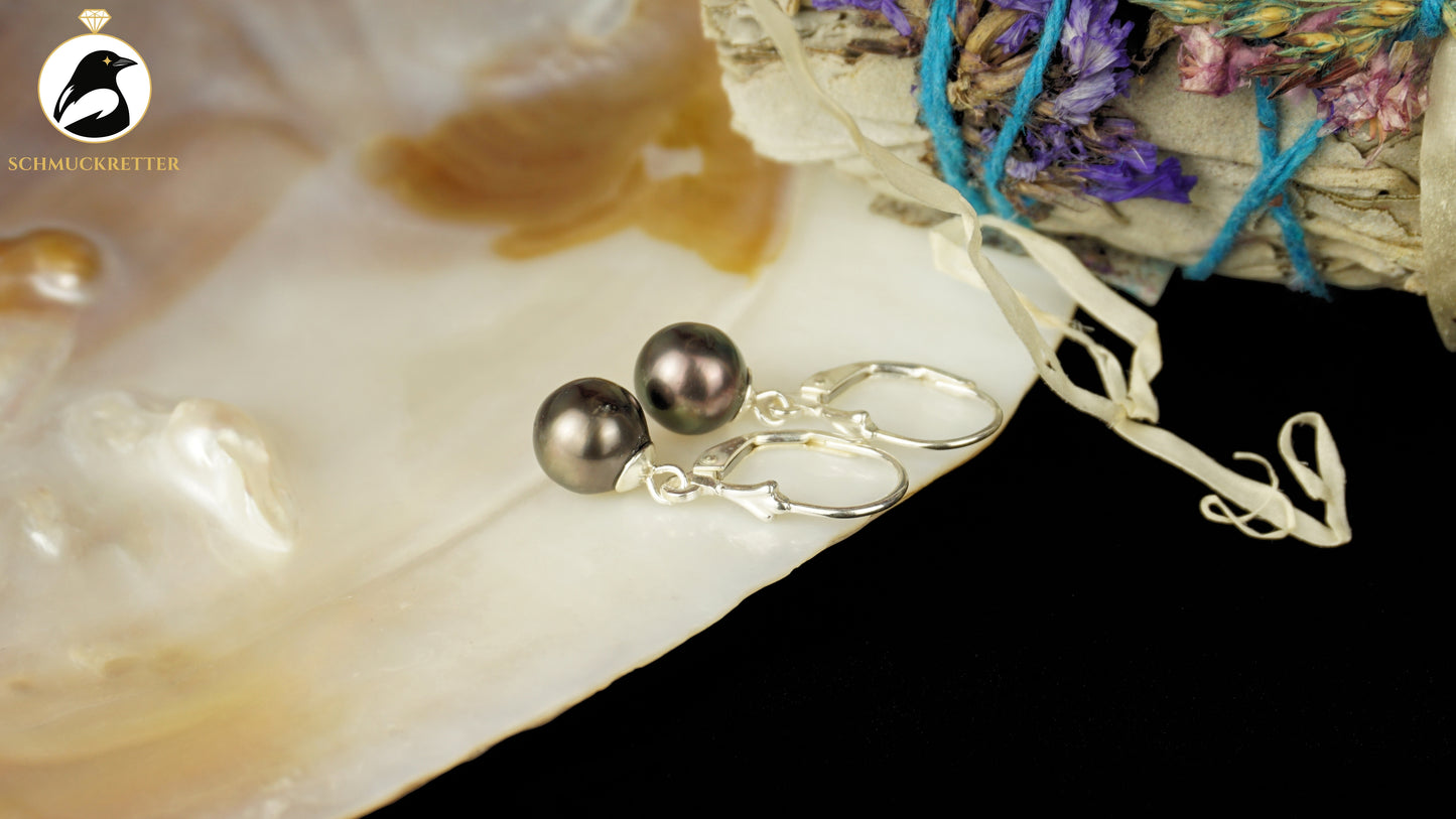 Ohrringe mit echten Tahitiperlen & 925 Silber Brisur