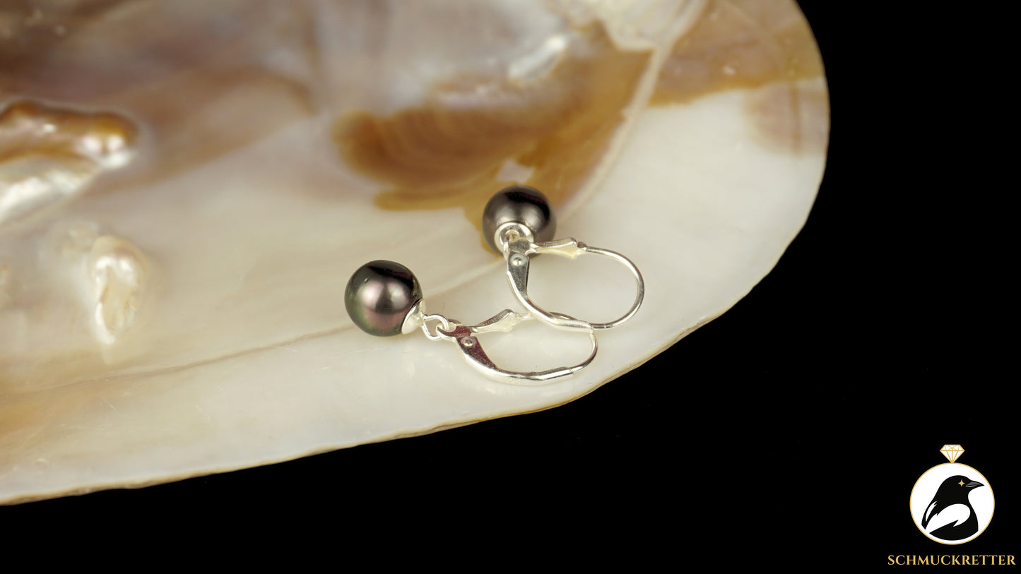 Ohrringe mit echten Tahitiperlen & 925 Silber Brisur