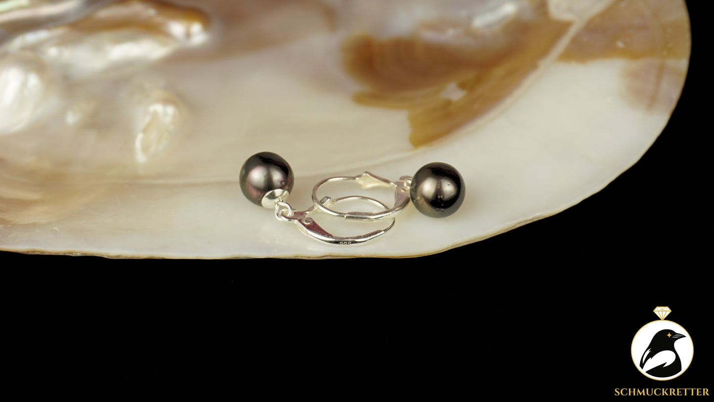 Ohrringe mit echten Tahitiperlen & 925 Silber Brisur